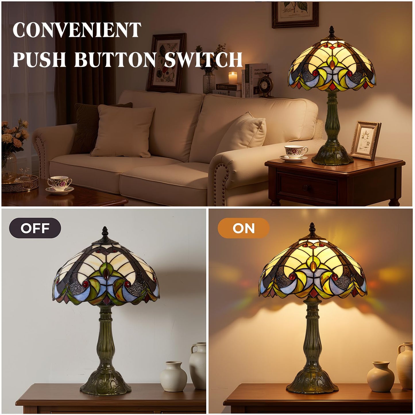 Rynxphera Tiffany Table Lamp,12 in Baroque Liaison Stained Glass Style Lamp