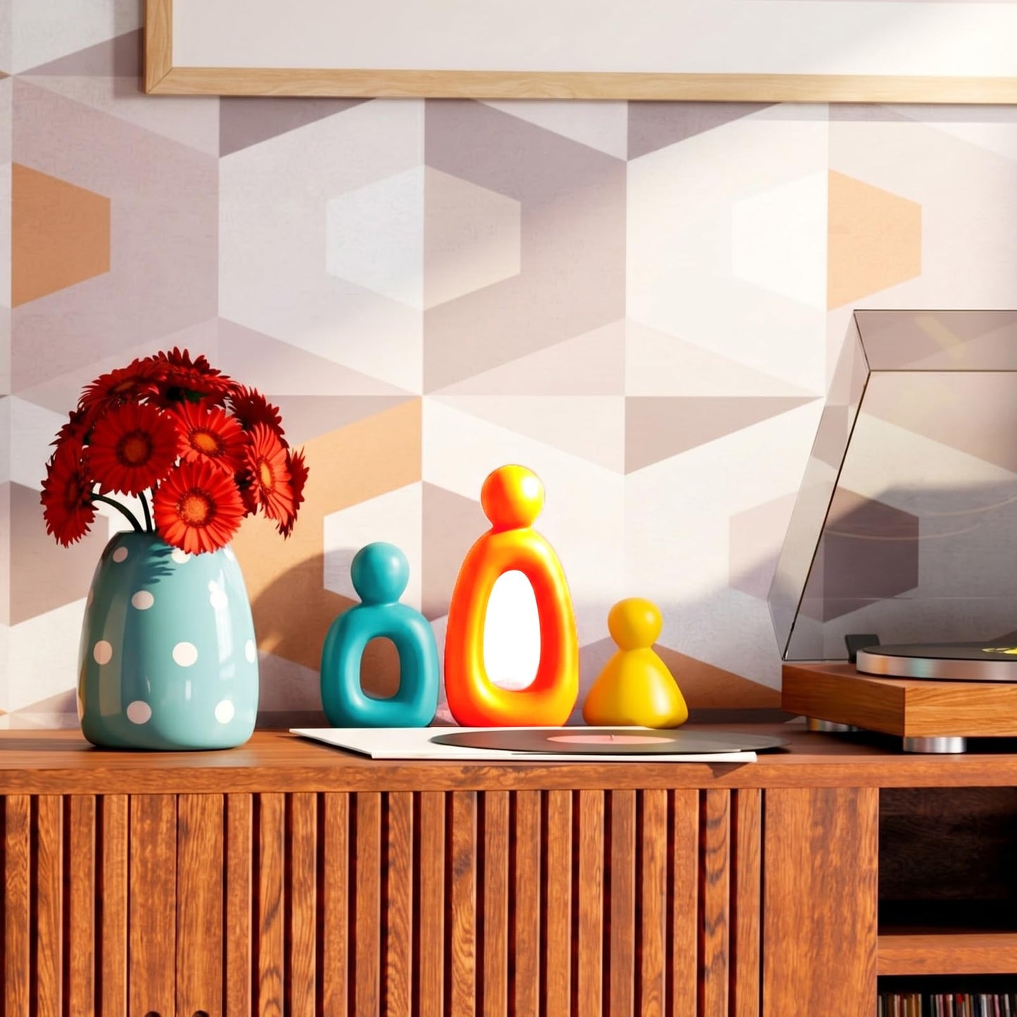 Youyole 3 Pcs Mid Century Modern Decor Abstract Family of 3 Figurines for Shelf Sculpture Love Home Decorative Accents Abstract Decorative Statue for Shelves Living Room Office Table Decorations