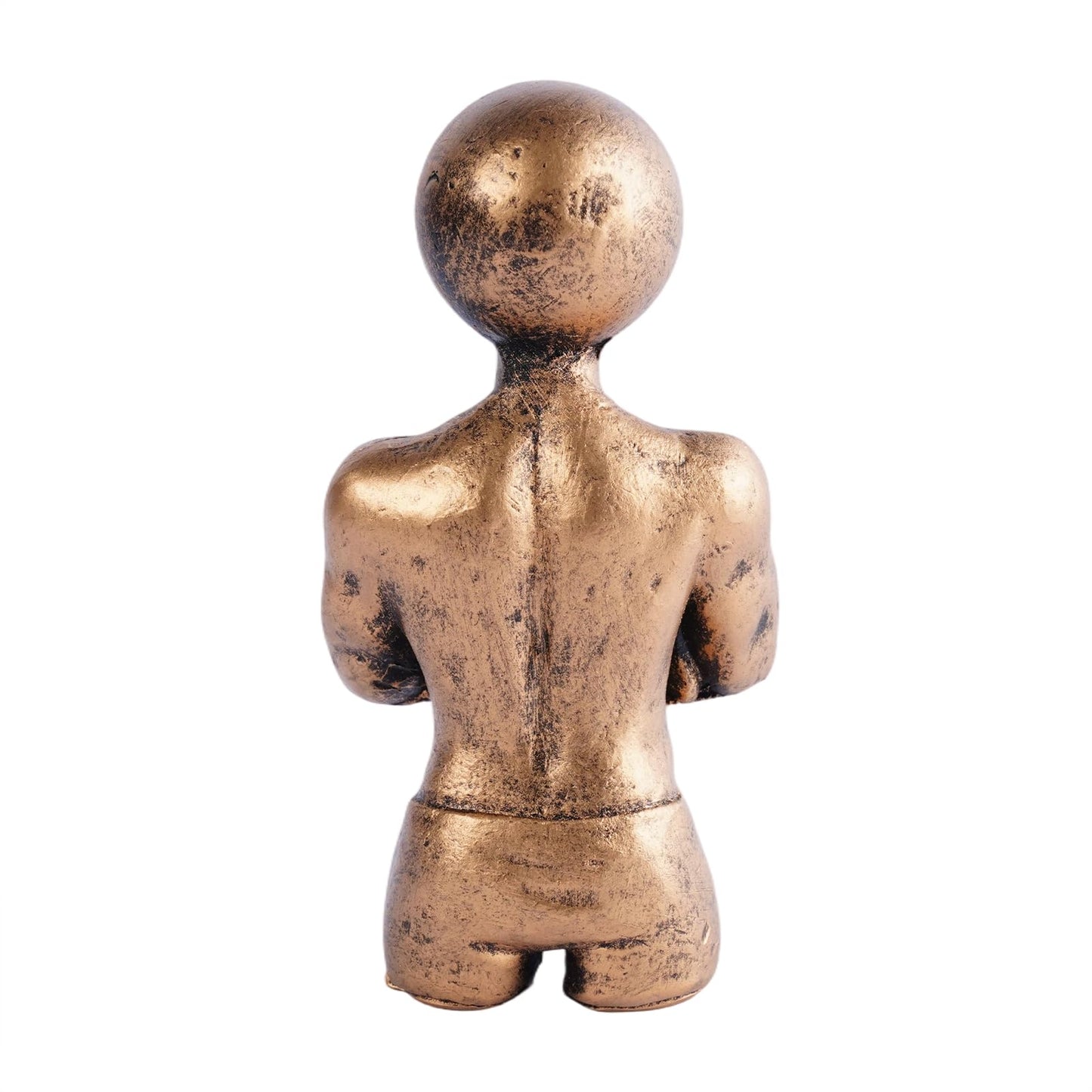 Brizoria Sculptures Unique Home Decor Abstract Male Bust Statue Crossed Arms Resin Tabletop Shelf Accent in Silver Bronze Black for Office Living Room Home Gym, Gold