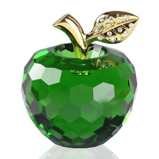 DOJOZ K9 Crystal Apple Paperweight Craft Decoration Table Top Ornament Statue Home Decor (Green)