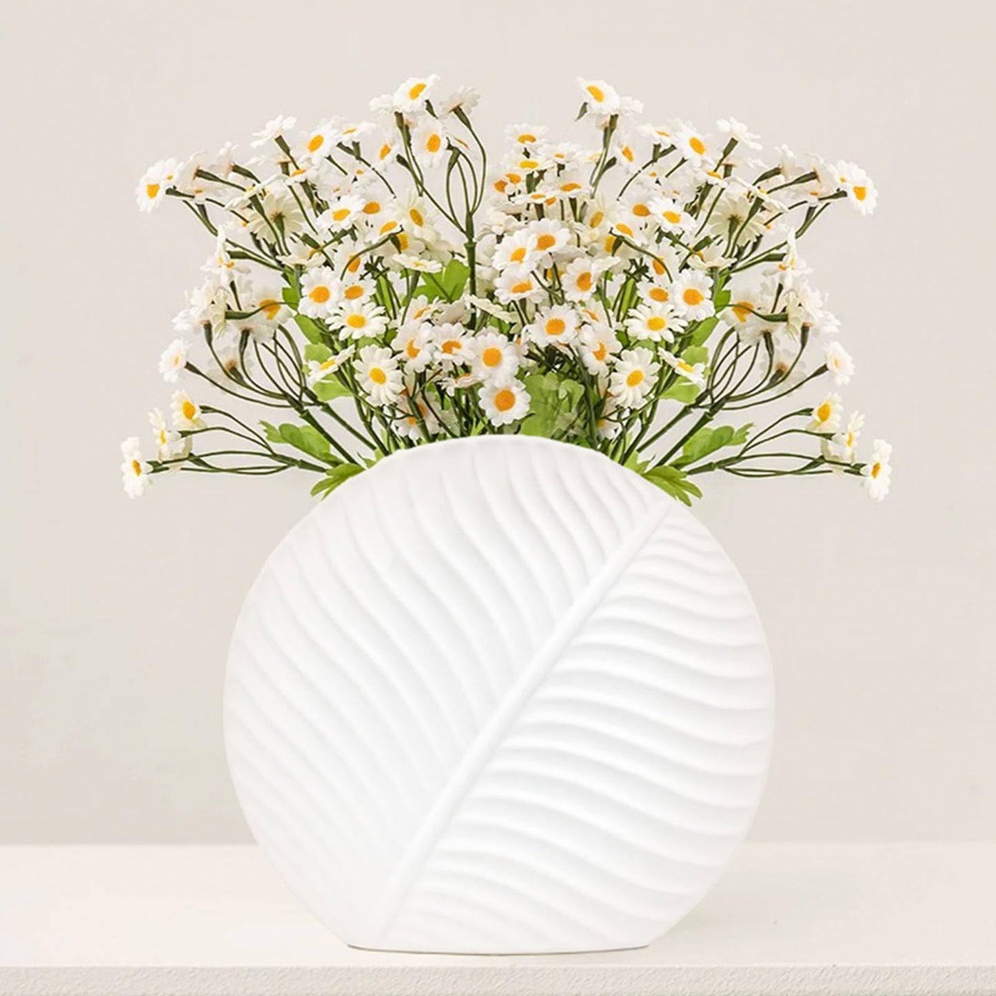 AzulHome Ceramic Vase - Decorative Flower Vase for Modern Table Shelf Decor, Nordic Minimalism Aesthetic Boho Style Decor for Bedroom Living Room Office Entryway Centerpiece Solid White