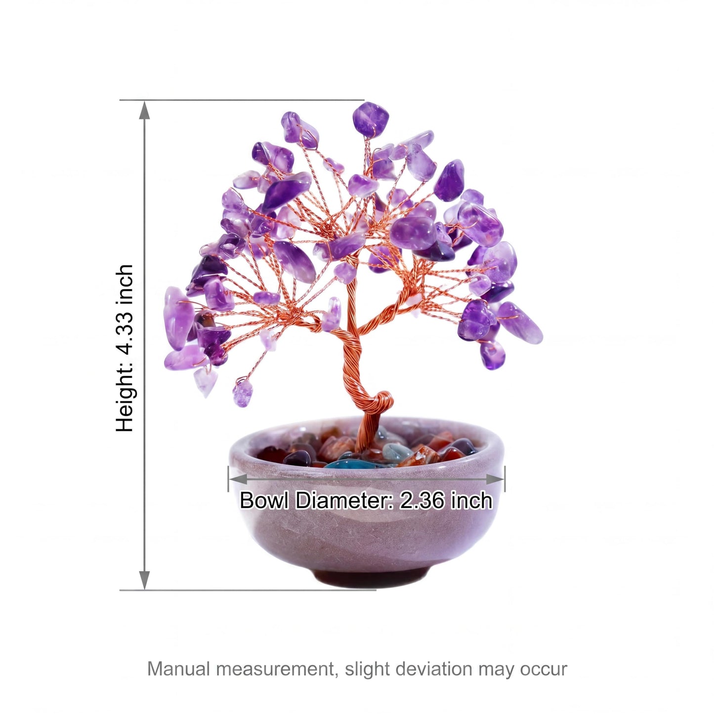 Handmade Crystal Money Tree Feng Shui Bonsai, Gemstone Tree of Life Healing Crystals Wealth Prosperity Decor for Home Office, Perfect Spiritual Gift (Purple)