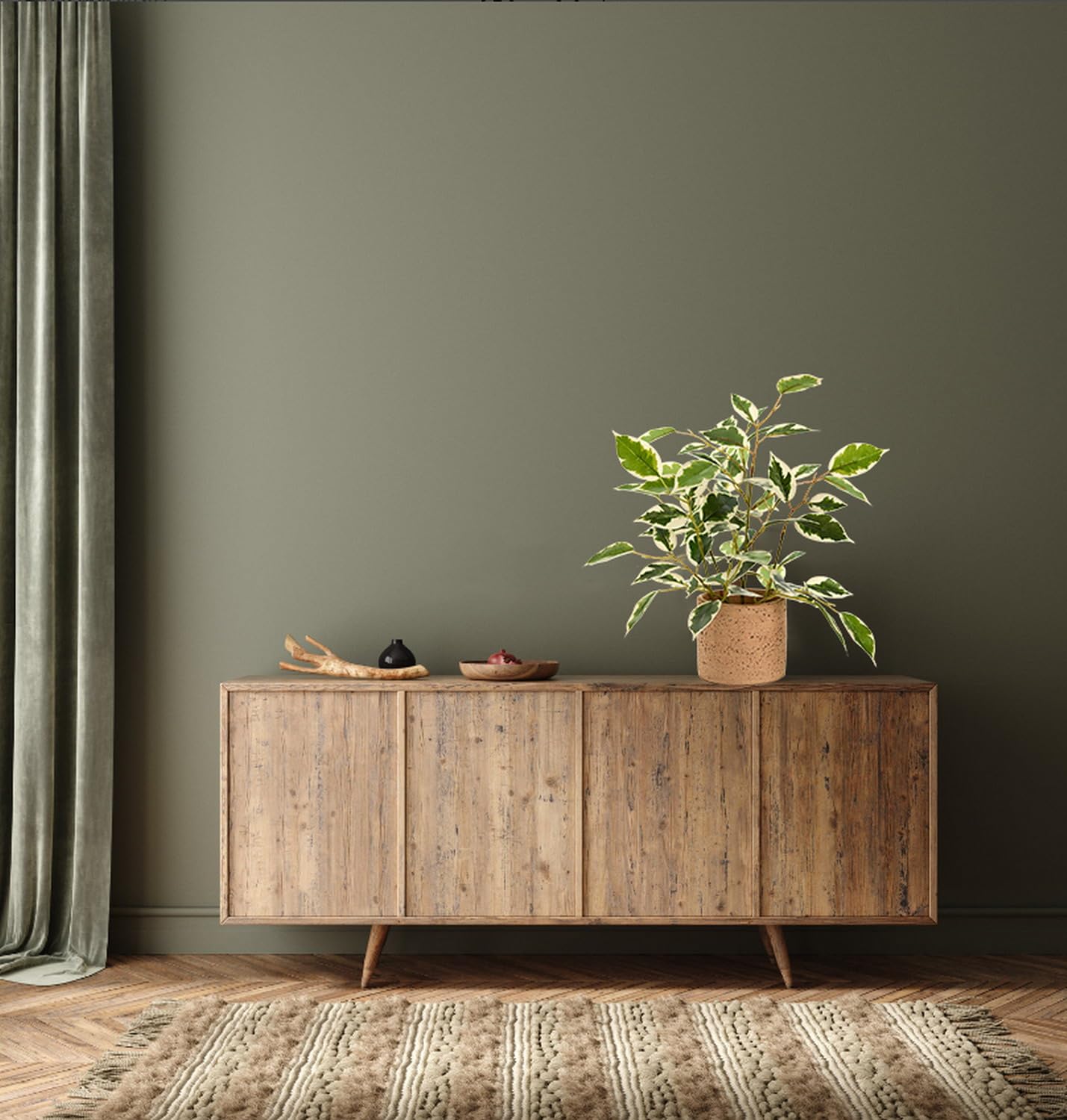 Ainuowei 12.8'' Fake Plants Ficus Plasitc Leaves Artificial Plants with Rustic Cement Planter Realistic Silk Faux Plants Perfect for Home Shelf Bathroom Kitchen Office Indoor Outdoor Decor