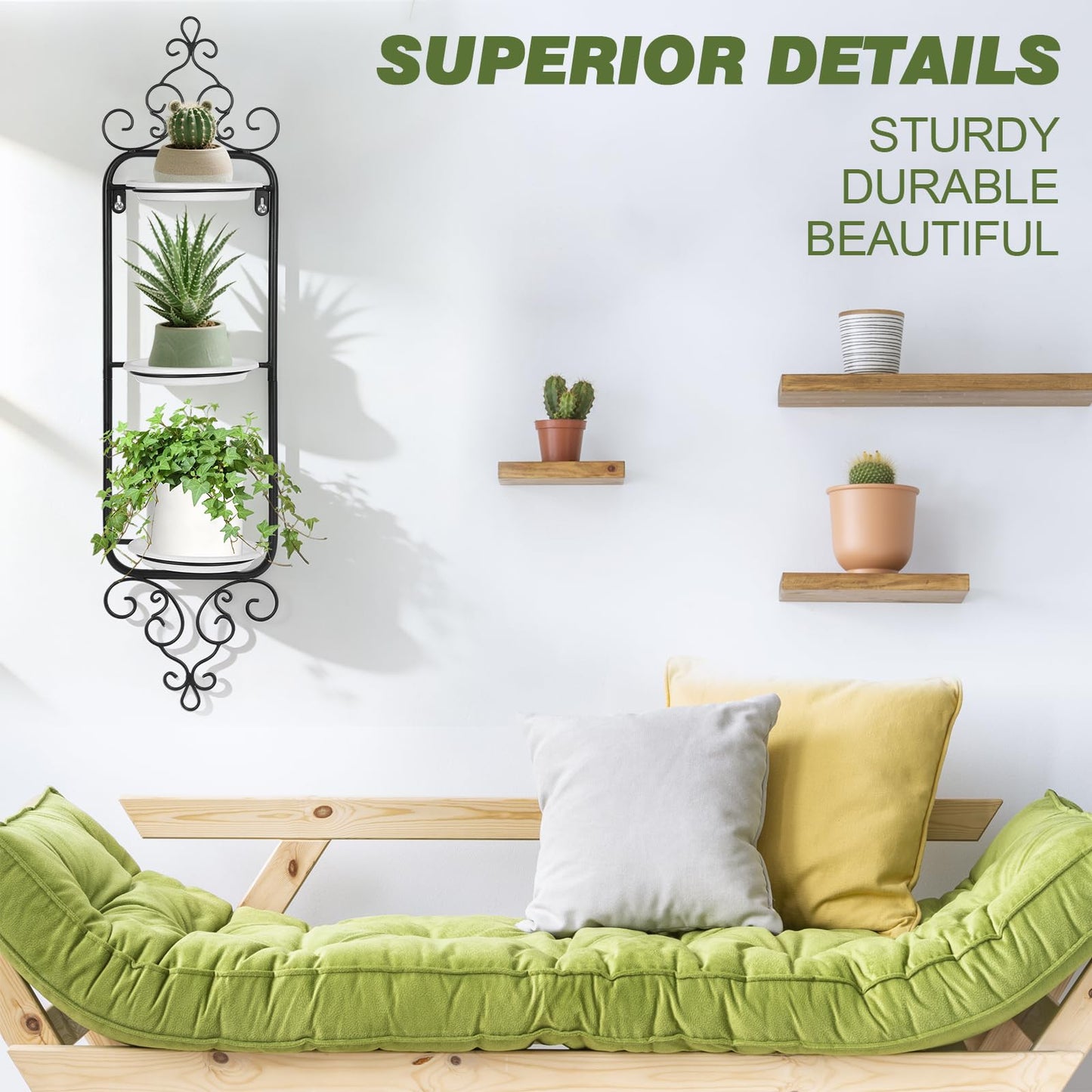 AQQHSAIN 2 Pcs Wall Plant Holder Wall Mounted Hanging Planter Vase for Indoor Outdoor Plants Window Plant Shelves Metal Hanging Planters for Indoor Plants and Flowers