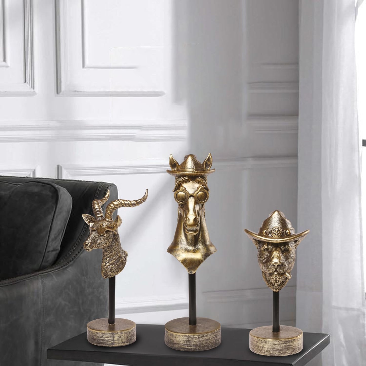 Newinhome Handcrafted Resin Sculpture -(3 PCS) Modern Home Decor Accent, Trending Living Room & Office Decor, Elegant Tabletop & Shelf Decor for Desk, Bookshelf, Nightstand - Unique Gift Idea