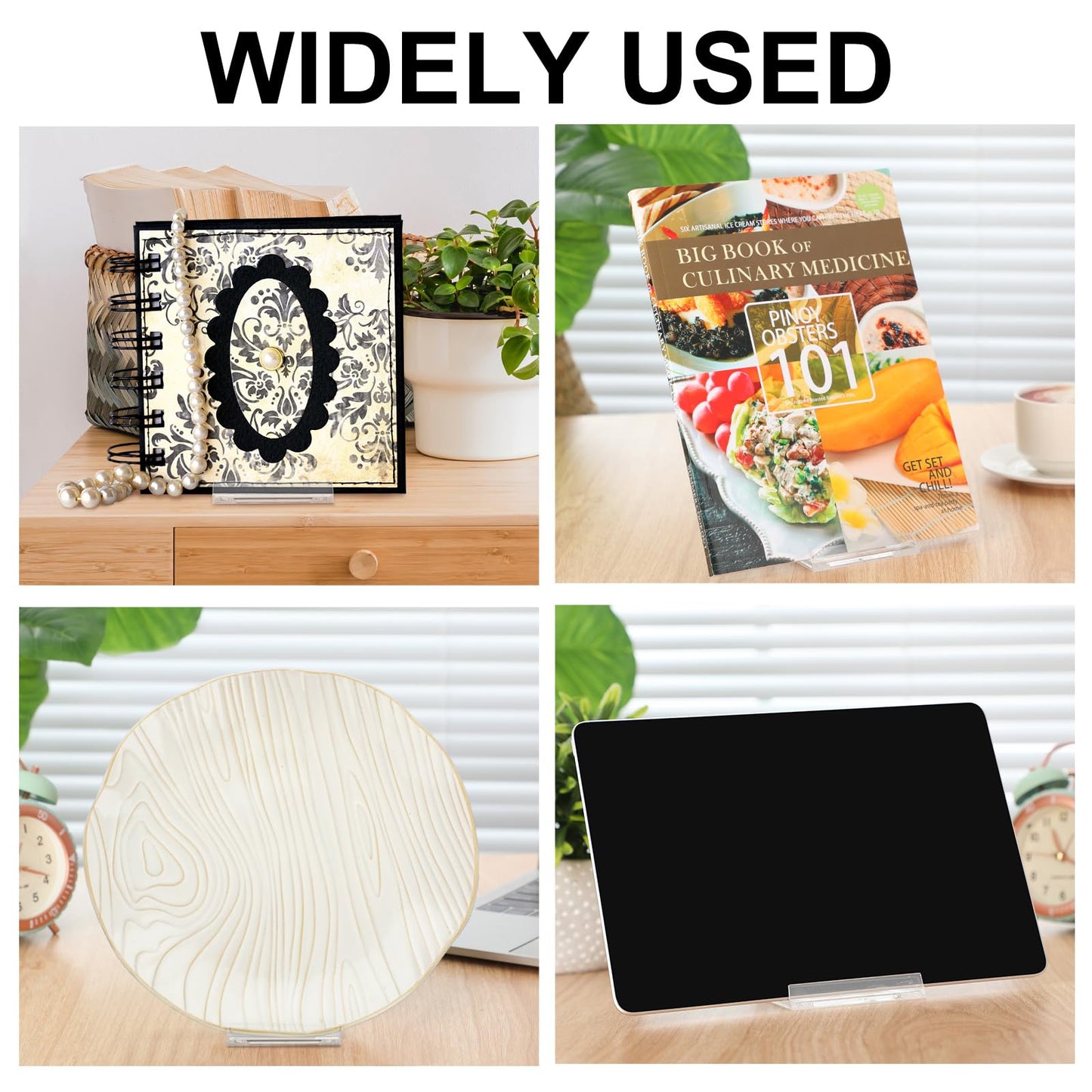 Memorywuu 12 Pack Acrylic Book Stand for Display Adjustable Clear Display Holder Easel Collector Stand for Home Office Back to School Comic Album CD Magazine Postcard Artworks (5.91 x 6.1 x 3.15 Inch)