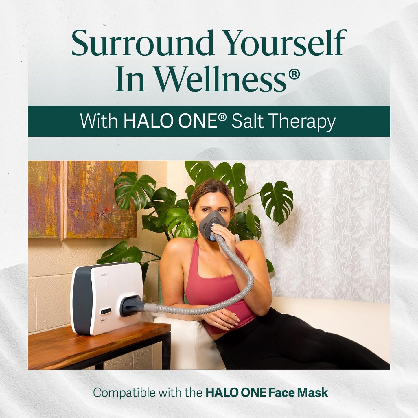 Clearlight Halo ONE Salt Therapy - Halotherapy Generator for Respiratory Wellness, Allergies, Cold & Eczema Treatment, Non-Medicated Relief, with 28 Saline Capsules