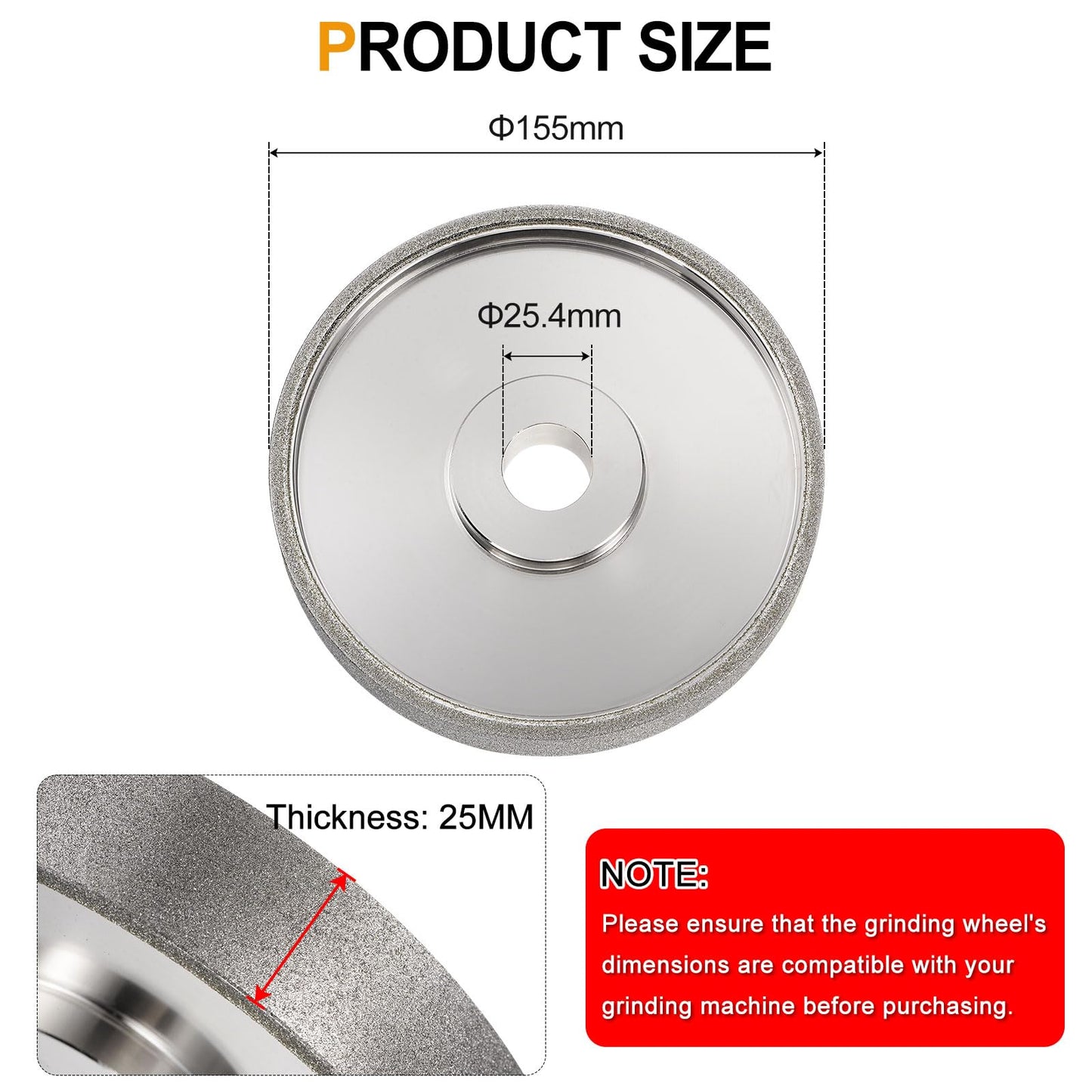 HARFINGTON Diamond Lapidary Wheel 6 Inch x 1 Inch Arbor Hole 120 Grit Grinding Wheels for Stone, Marble, Glass, Ceramics, Crystal, Carbide, Steel