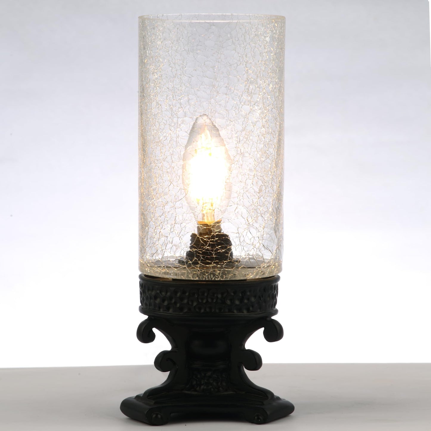 ANYONGLU Glass Table lamp with fine Cracks, Small Candle Holder,