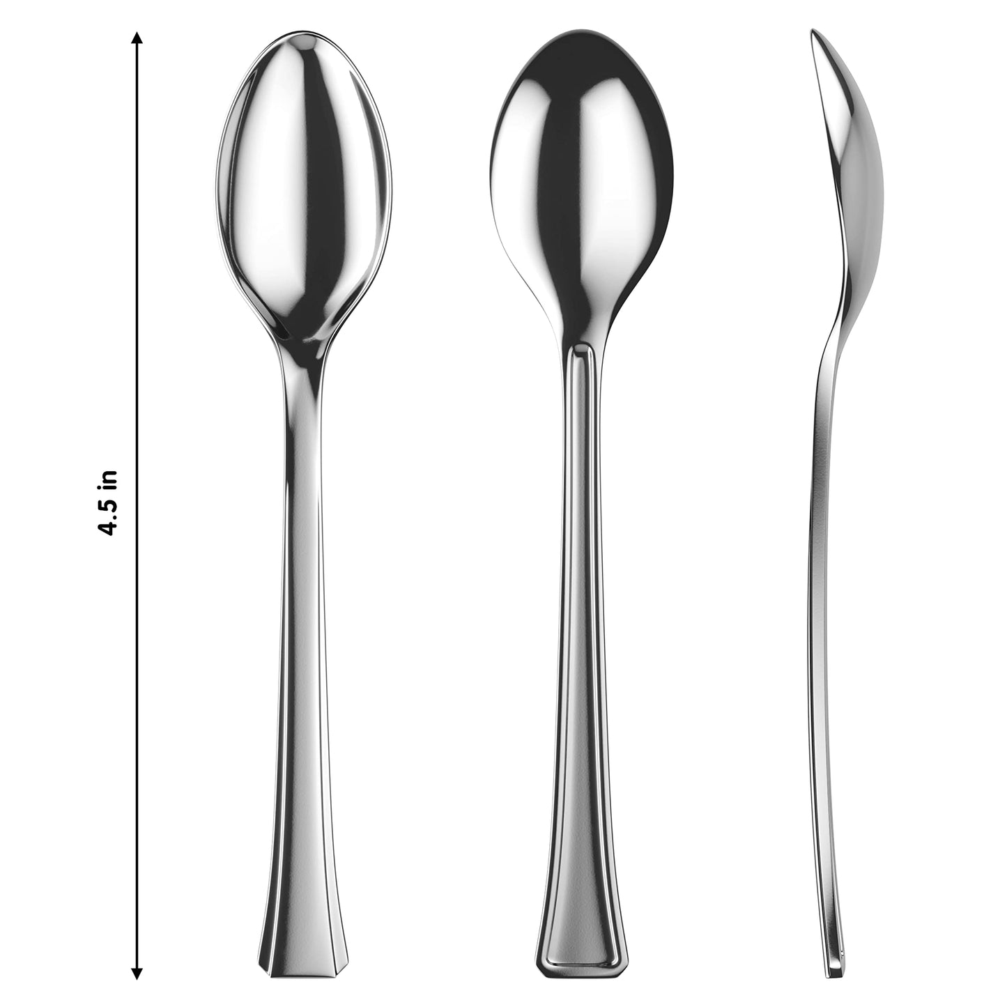 Mini Dessert Spoons - Bulk Pack of 100 Mini Silver Disposable Spoons - 4 Inch Plastic - Bpa Free - Food Safe