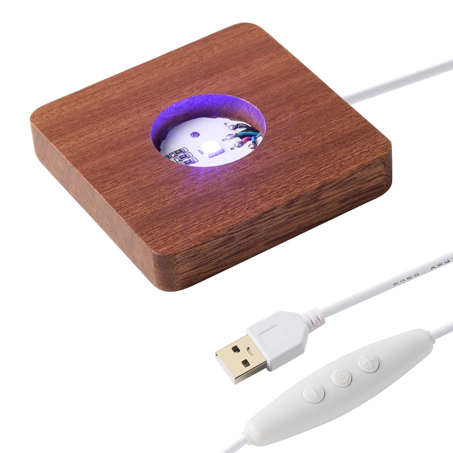 IFOLAINA LED Wood Light Base for Crystal Glass Art Crystal Sphere Holder Wooden Lamp Stand Base Multicolor Changing Square Lighted Base Pedestal for Resin Art Acrylic