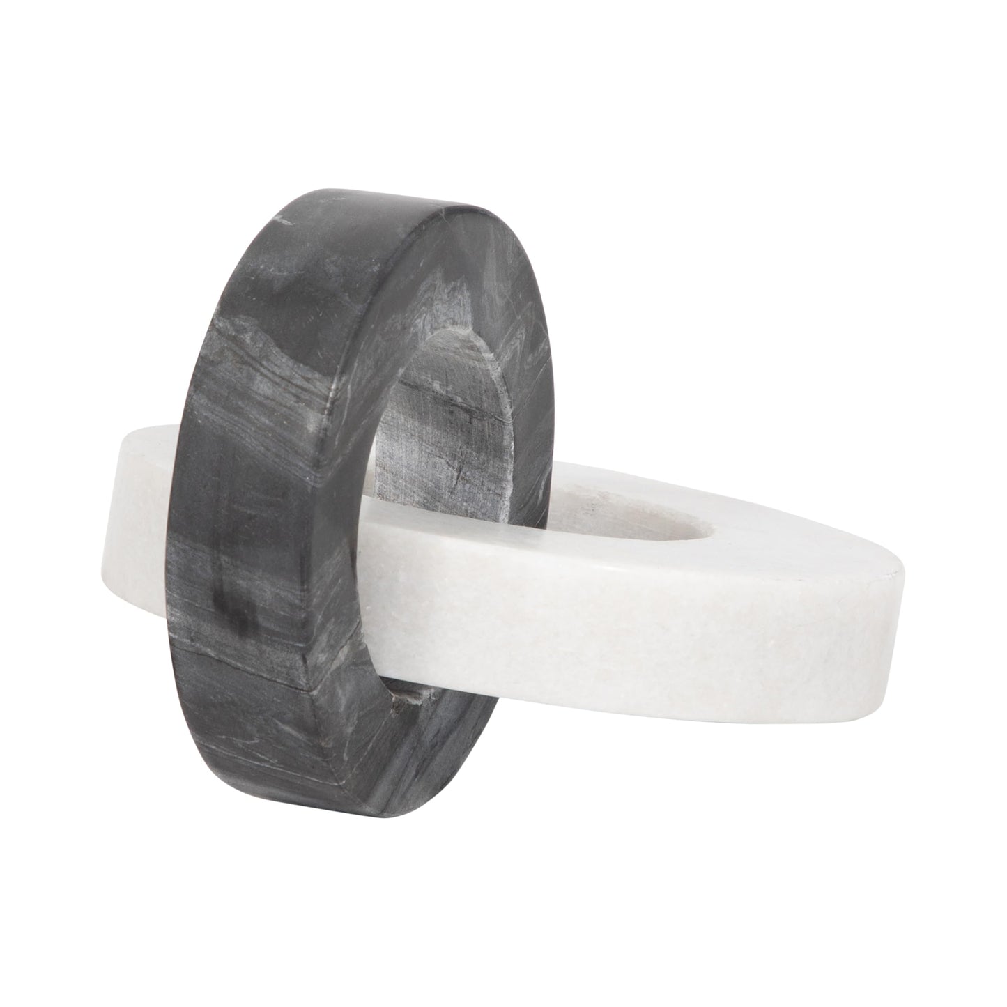 Home Decor and Bathroom Decor Marble Double Ring – Modern Shelf Sculpture and Office Accents for Room Styling – Coffee Table Ornaments and Living Room Decor Statues Design – 6", White & Black