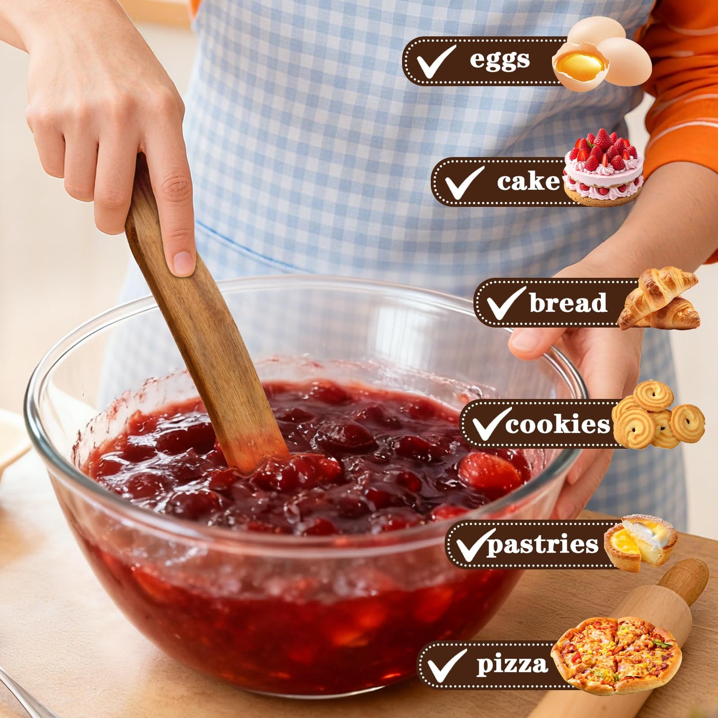 4 Pcs Skinny Spurtle for Sourdough Starter, Mixing, Reaching Bottom of Jar, Dough Whisk, Wooden Stir Spurtles,Kitchen Tools for NonStick Cookware, Gift for Sourdough Lovers