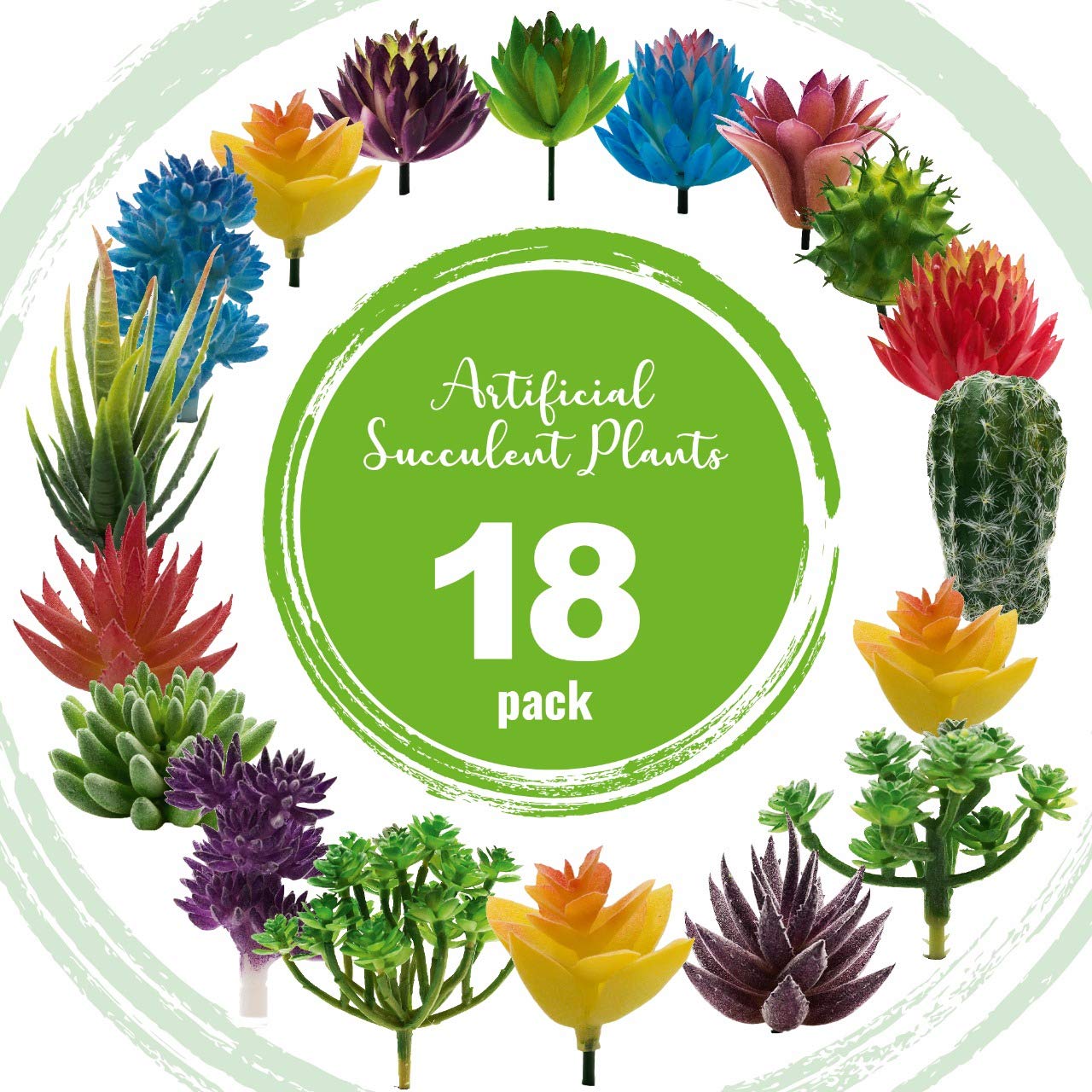 Premium Artificial Succulent Plants - 18 Pack - Fake Succulent Plants Variety Pack With Small, Medium & Large - Unique Feaux Succulent Plants Unpotted For Patios And Home Decor - Artificial Succulents