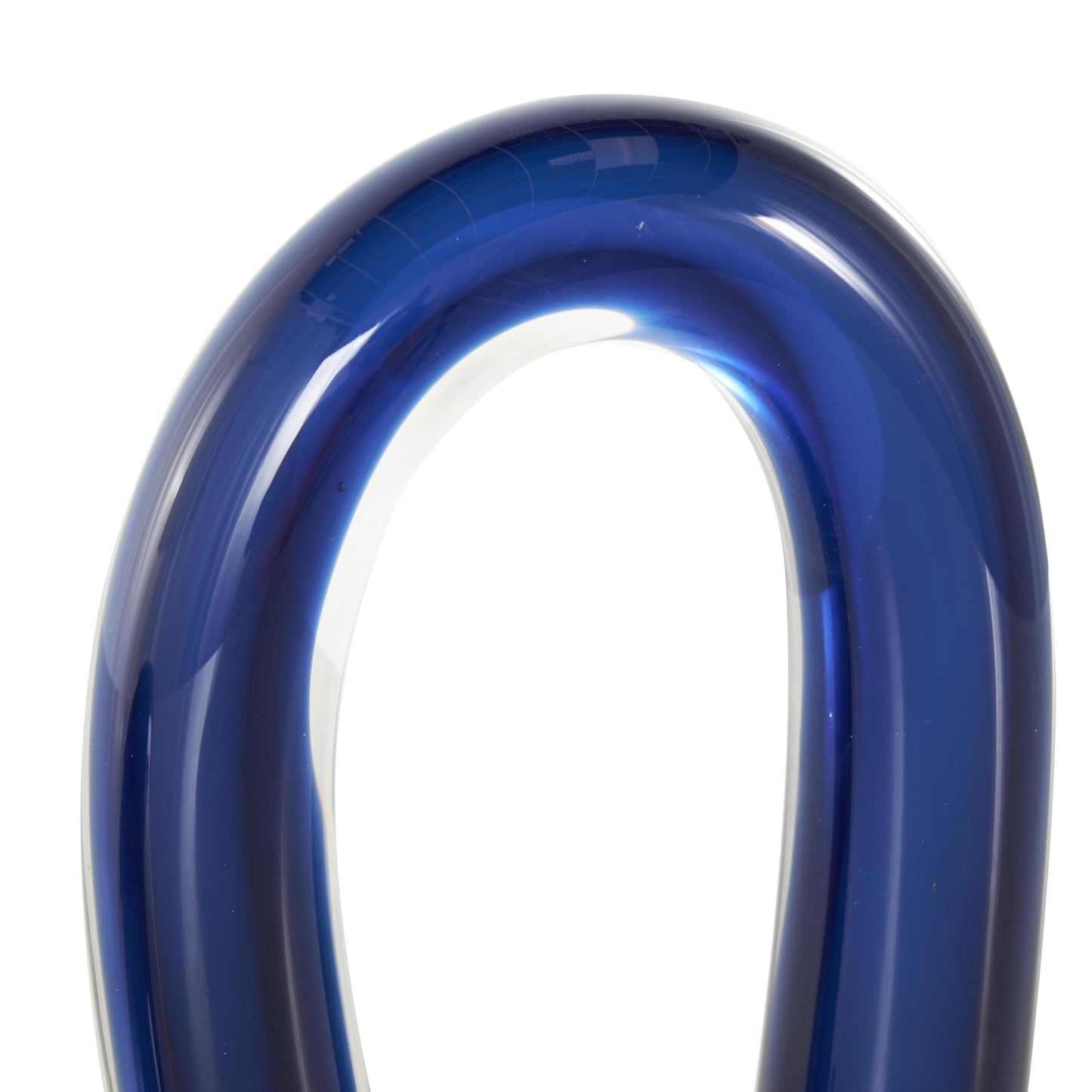 Deco 79 Glass Abstract Decorative Sculpture Overlapping Arch Home Decor Statues with Clear Accents, Set of 2 Accent Figurines 9', 5'H, Blue