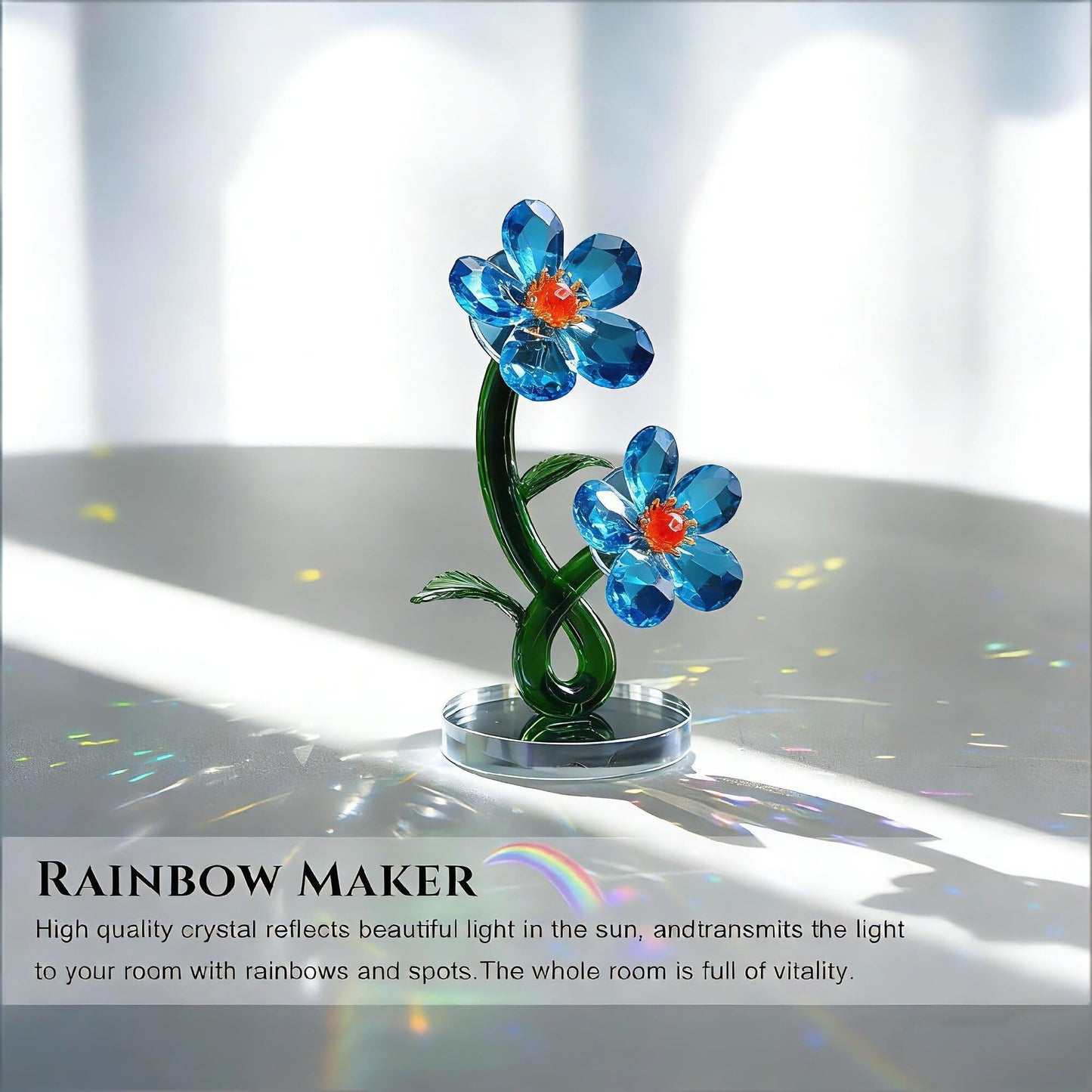 DLXK K9 Crystal Flower Figurine, Bloom Ornament with Hand-Polished Details, Mini Sparkling Decor for Home Tabletop Shelf, Ideal Festival Gift