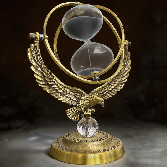 60 Minute Hourglass Sand Timer,DIY Metal Eagle Sand Clock, 720° Rotating Large Crystal Ball Sandglass Watch 60 Min, Vintage One Hour Glass for Gift Home Office Desk Decor