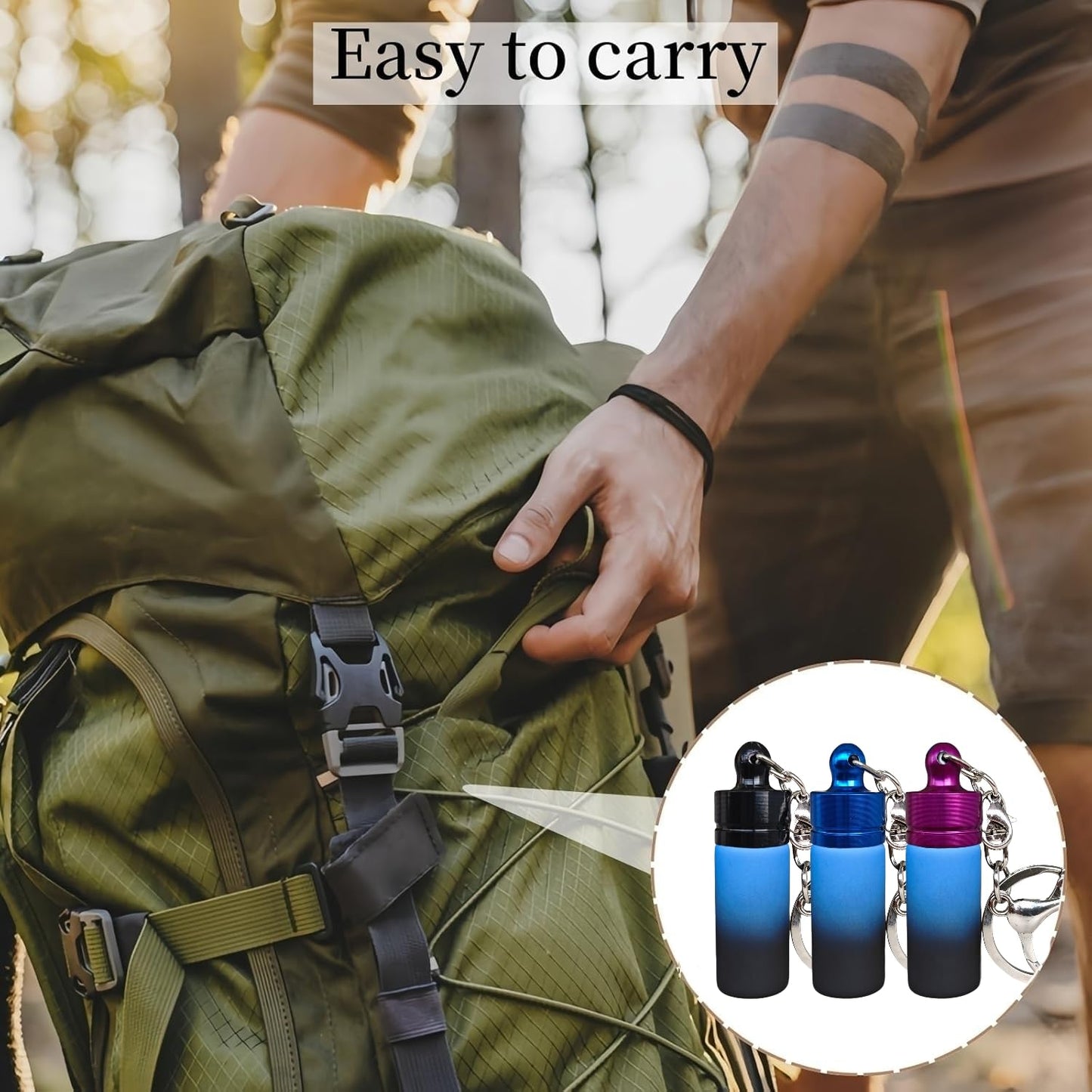 FLOATFARE 3-Pack Mini Glass Storage Box, Waterproof Keychain Container, Compact Portable Travel Food Storage Case for Spices, Condiments- Leak-proof