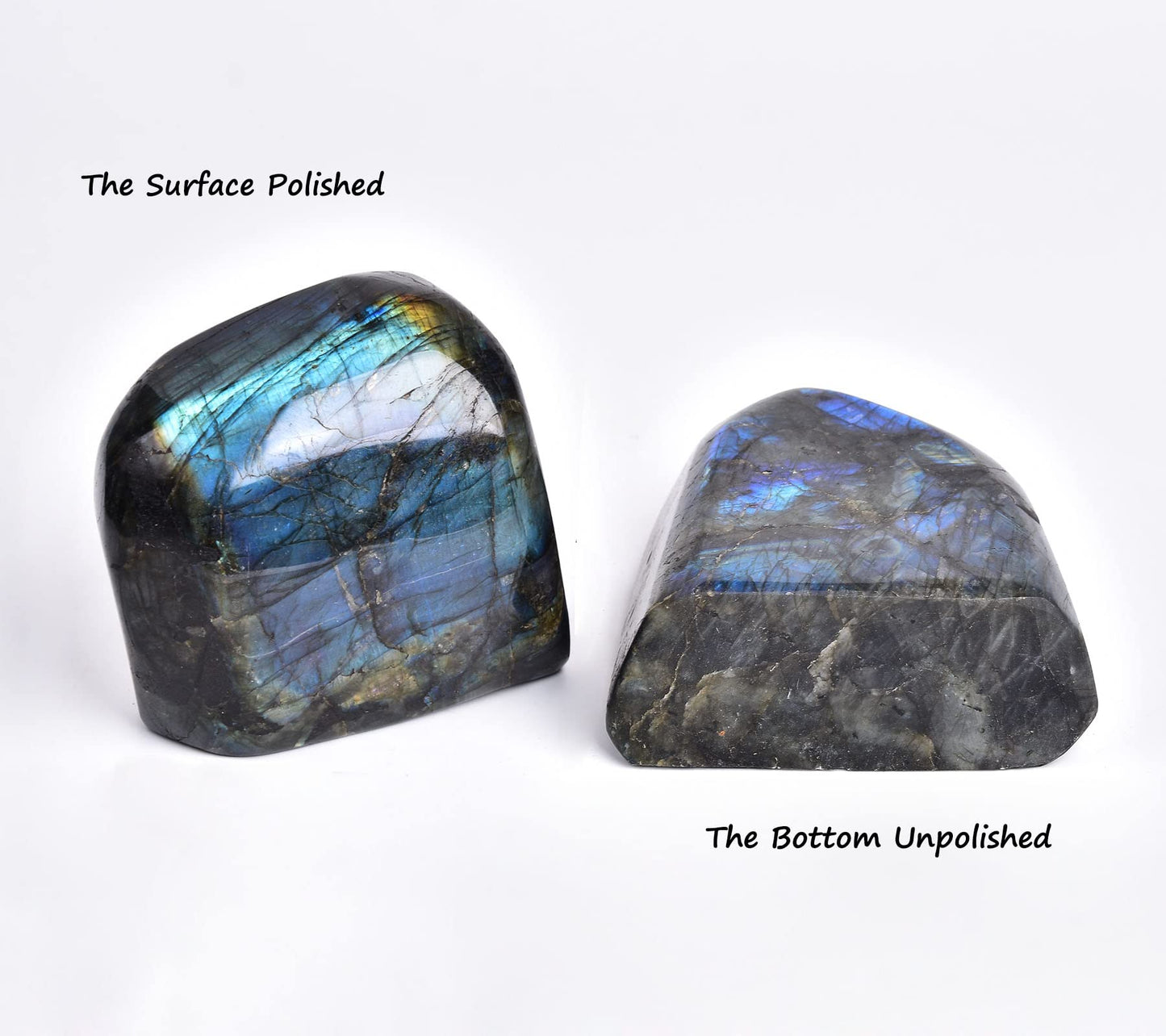 AMOYSTONE Decorative Stone Natural Labradorite Polished Rock Slab Crystal Aura Healing Reiki Home Decor Large 1.3-1.7 LBS