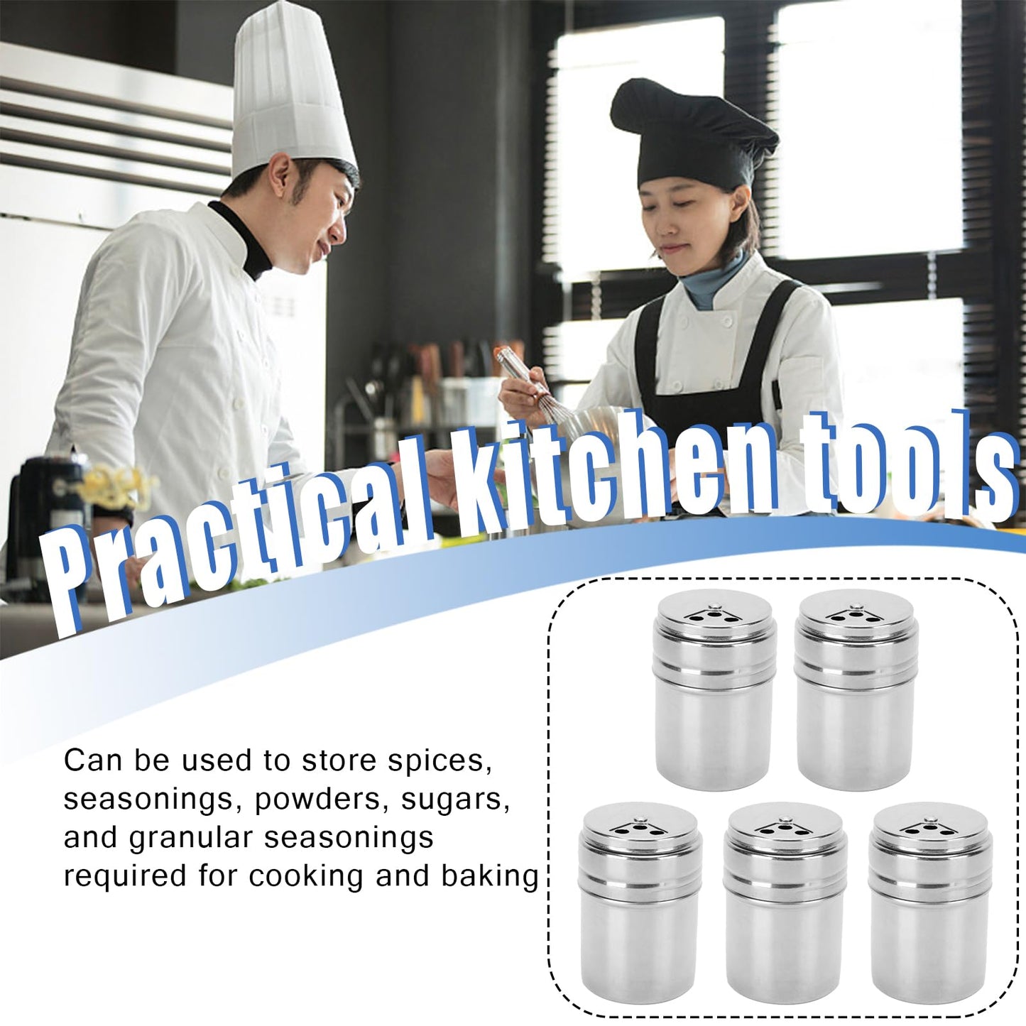 Stainless Steel Portable Seasoning Shaker Mini Salt Pepper Shaker with Sealed Leak proof Swivel Lid Ideal for Camping BBQ Kitchen Traveling with Salt Pepper Chili Sauce