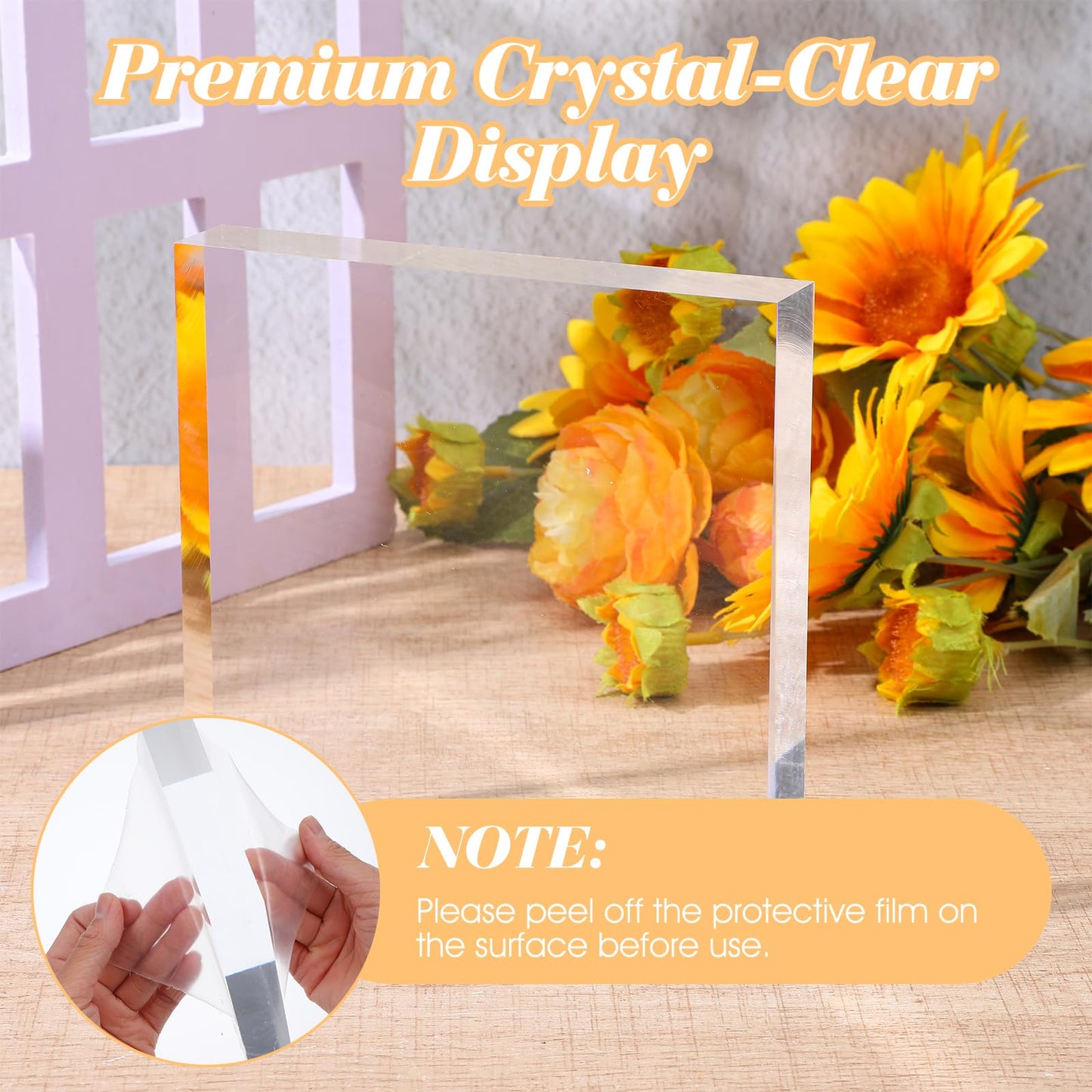 Kegeeei 2 Pack 6 x 6 x 1 Inch Clear Acrylic Display Blocks | Polished Square Cube Riser Stand for Jewelry, Collectibles, Trophy, and Cake Decor