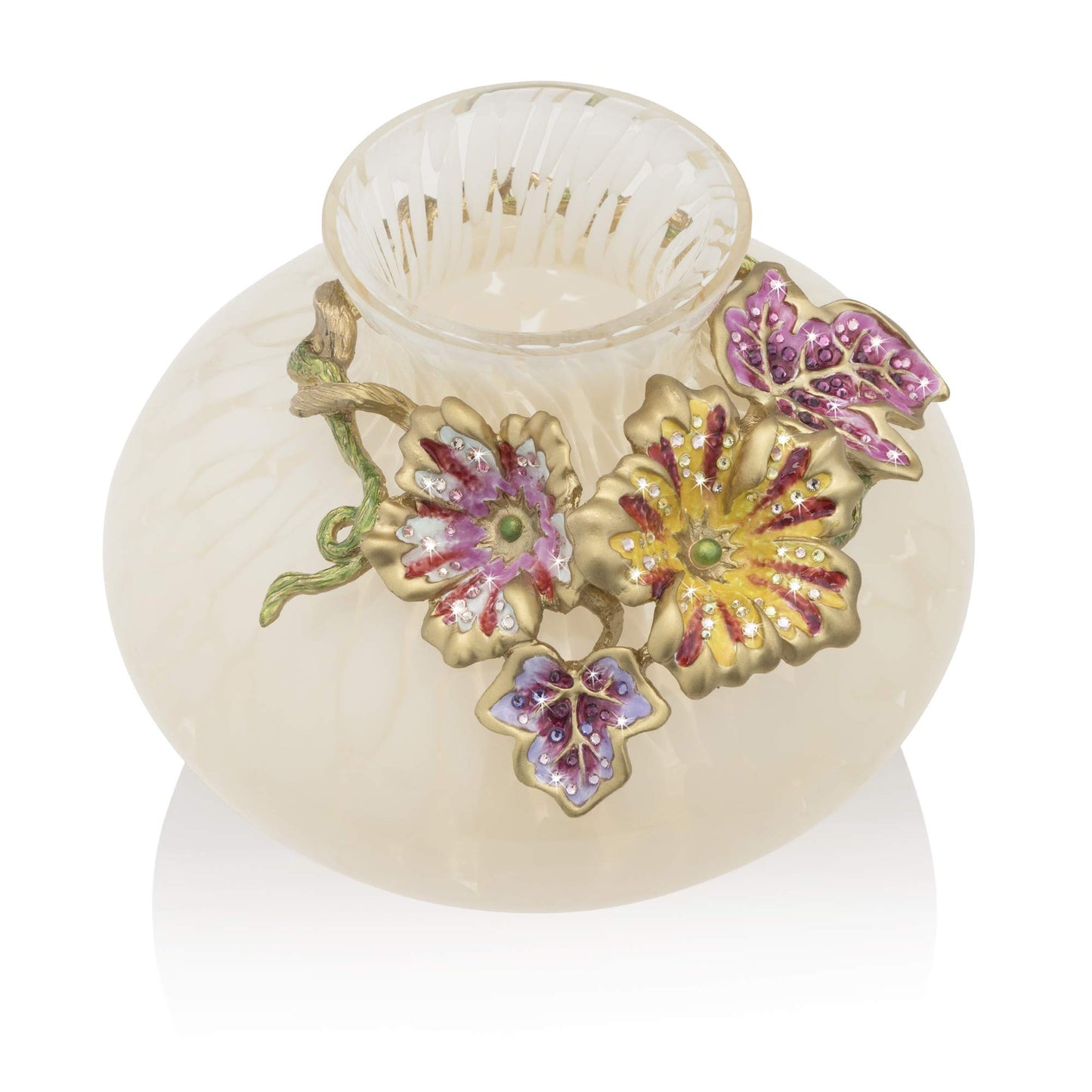 Jay Strongwater Holland Leaf and Flower Vase #SDH6634-256