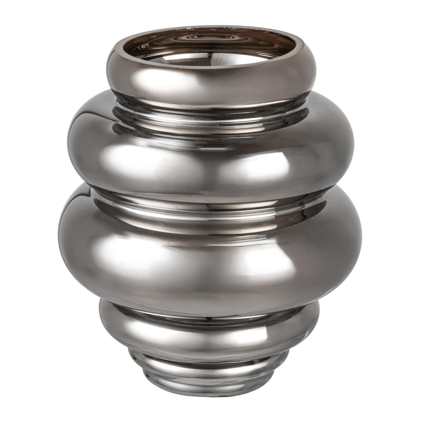 Bloomingville Ribbed Glass Vase, Chrome Finish, Brown
