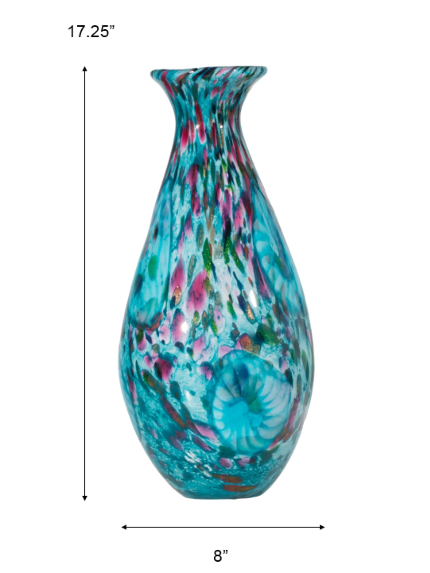 Dale Tiffany Leona Hand Blown Art Glass Vase, Multi-Colored