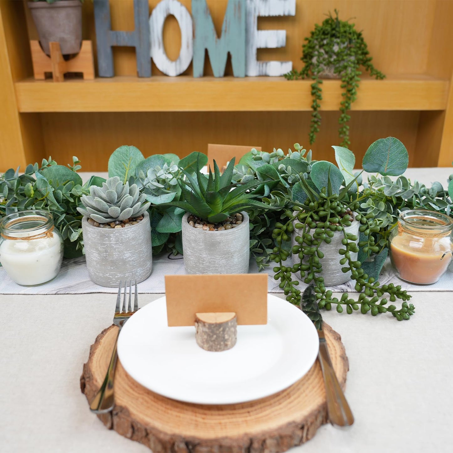 Winlyn 3 Pack Artificial Potted Succulent Plants Faux Aloe Echeveria String of Pearls Succulents in Gray Cement Pots Small Decorative Plants for Home Office Table Shelf Windowsill Greenery Décor