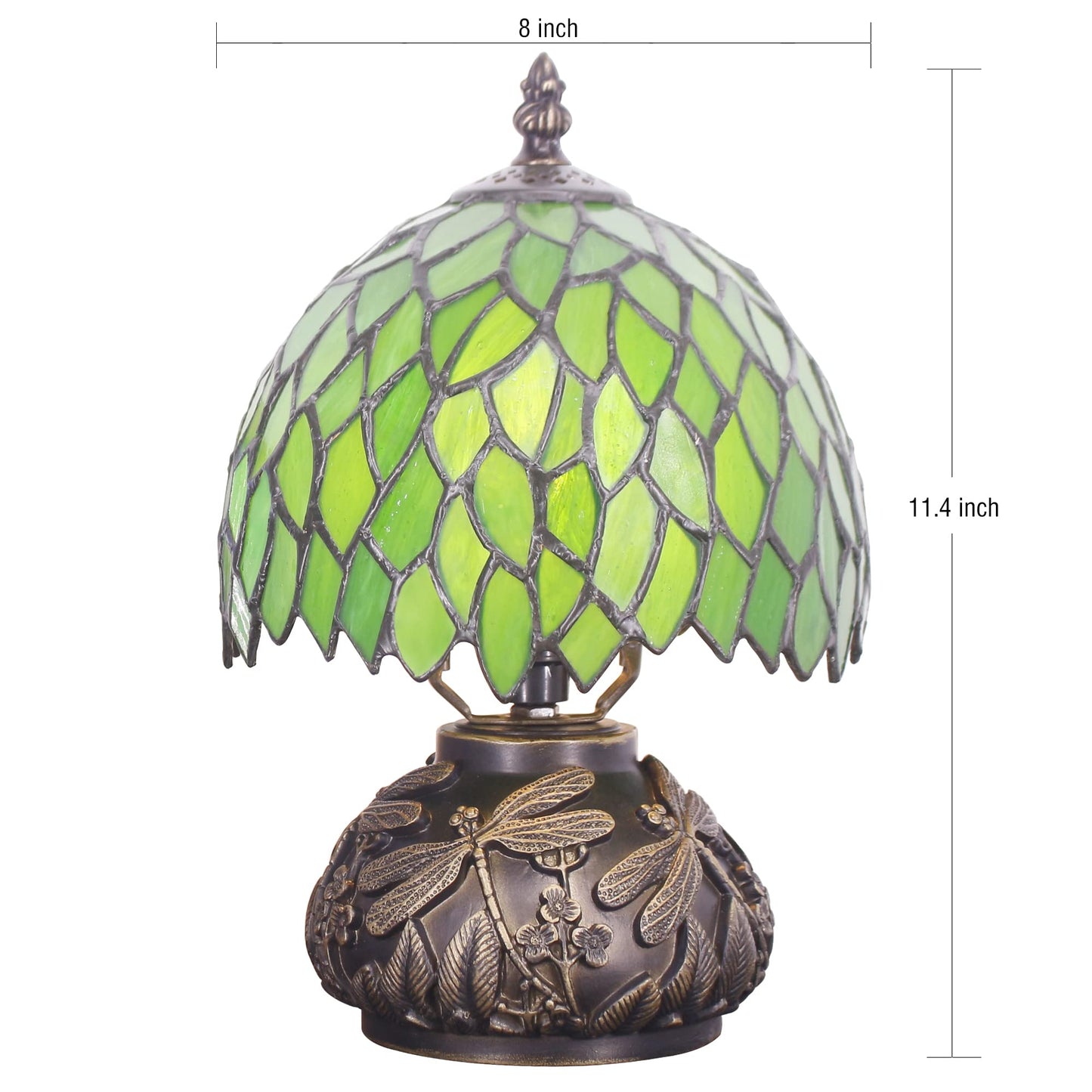Small Tiffany Lamp Mini Stained Glass Table Lamp Green Wisteria Leaf Style