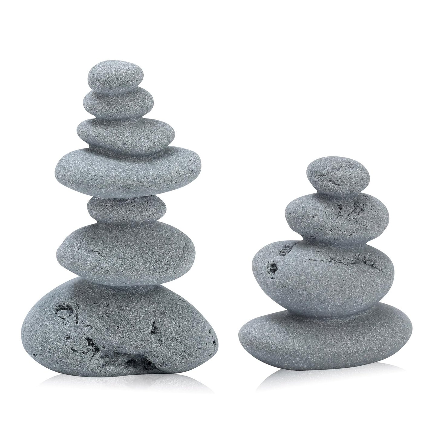 TkoYuHm Mini Stacking Rock Stone Decor Stacked Stone Sculptures Zen Cairn Statue Realistic Ornament for Garden, Fish Tank Home Office(Small+Large)