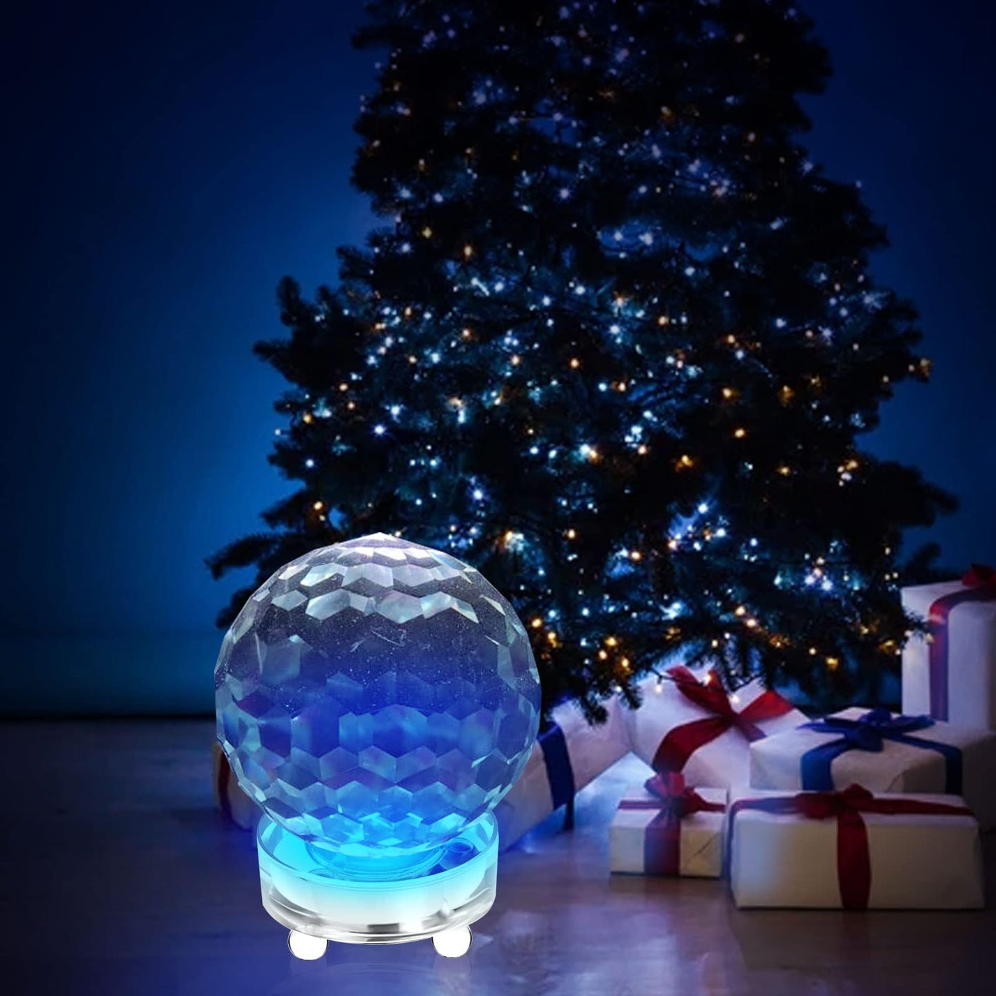 Aepiraza Crystal Led Light Base for 3D Display Lighted Up, 4 LED Bead 7 Colors Led Crystal Light Base Multi-Color Automatic Flashing Show Stand for 3D Glass Art Craft Shows (Round)