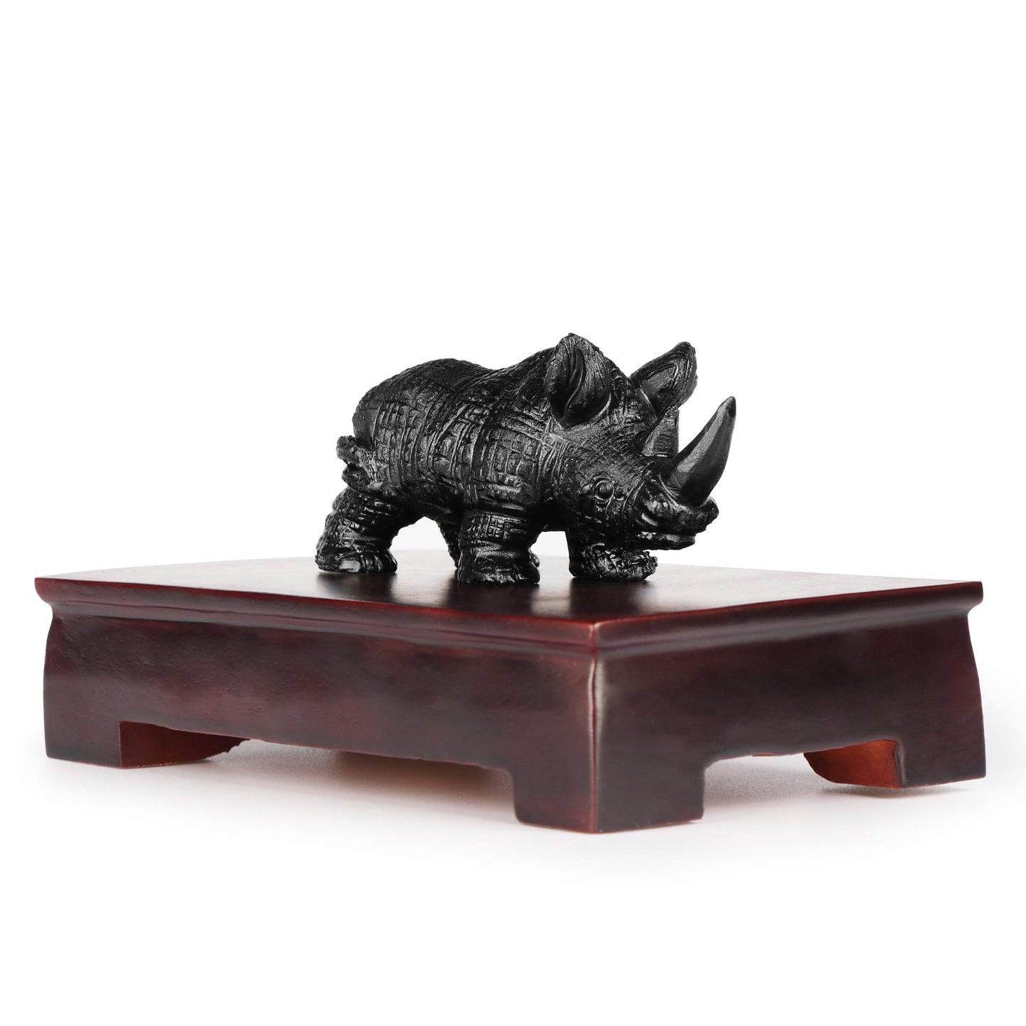 Artistone 3 inch Black Obsidian Rhino Statue, Hand Carved Gemstone Handicraft Healing Rhinoceros Animal Carving Figurine Sculpture Collectible Reiki Stones for Home,Bookshelf,Office Decoration