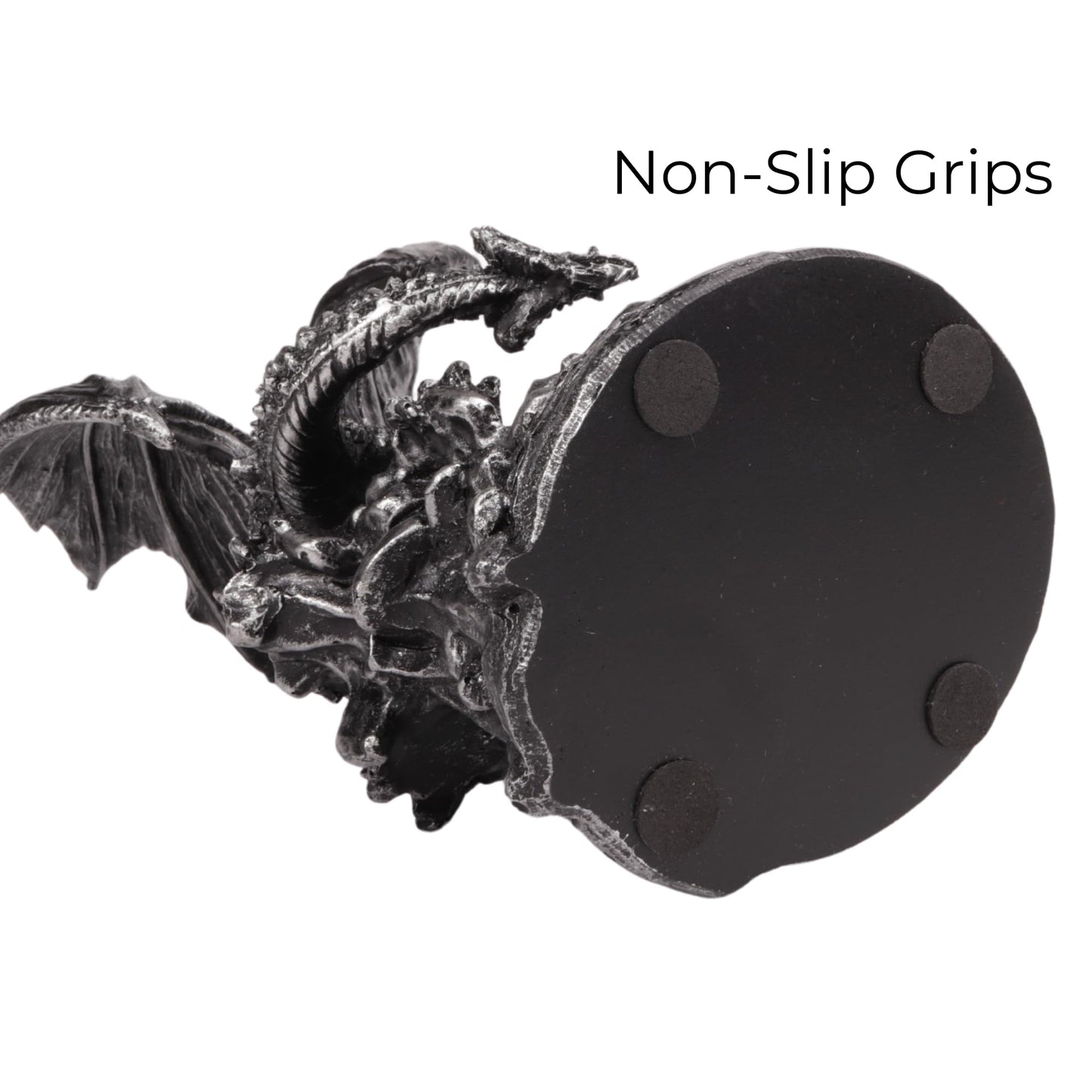 Needzo Metallic Fantasy Dragon Figurine with Stand, Unique Collectible Statue for Bookshelves, 8 x 4 Inches
