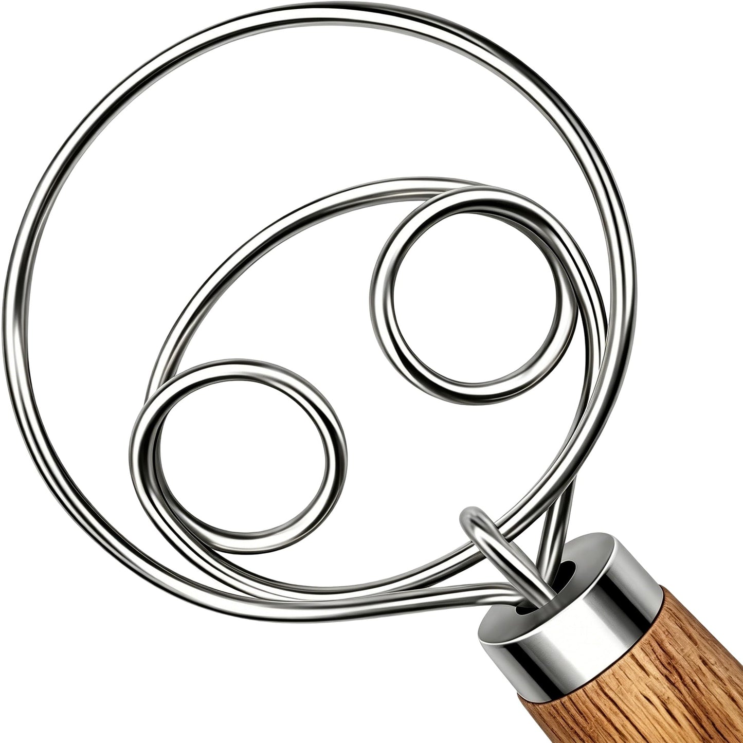 TEEVEA Danish Dough Whisk Stainless Steel Wooden Handle for Sourdough Bread