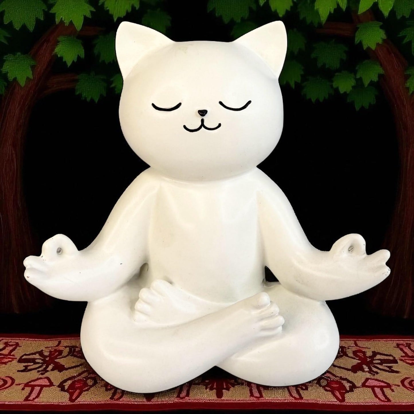 Top Brass Yoga Cat Figurine – Playful White Resin Zen Kitty Statue for Home Meditation Décor, Fun Gift for Pet Lovers & Yogis