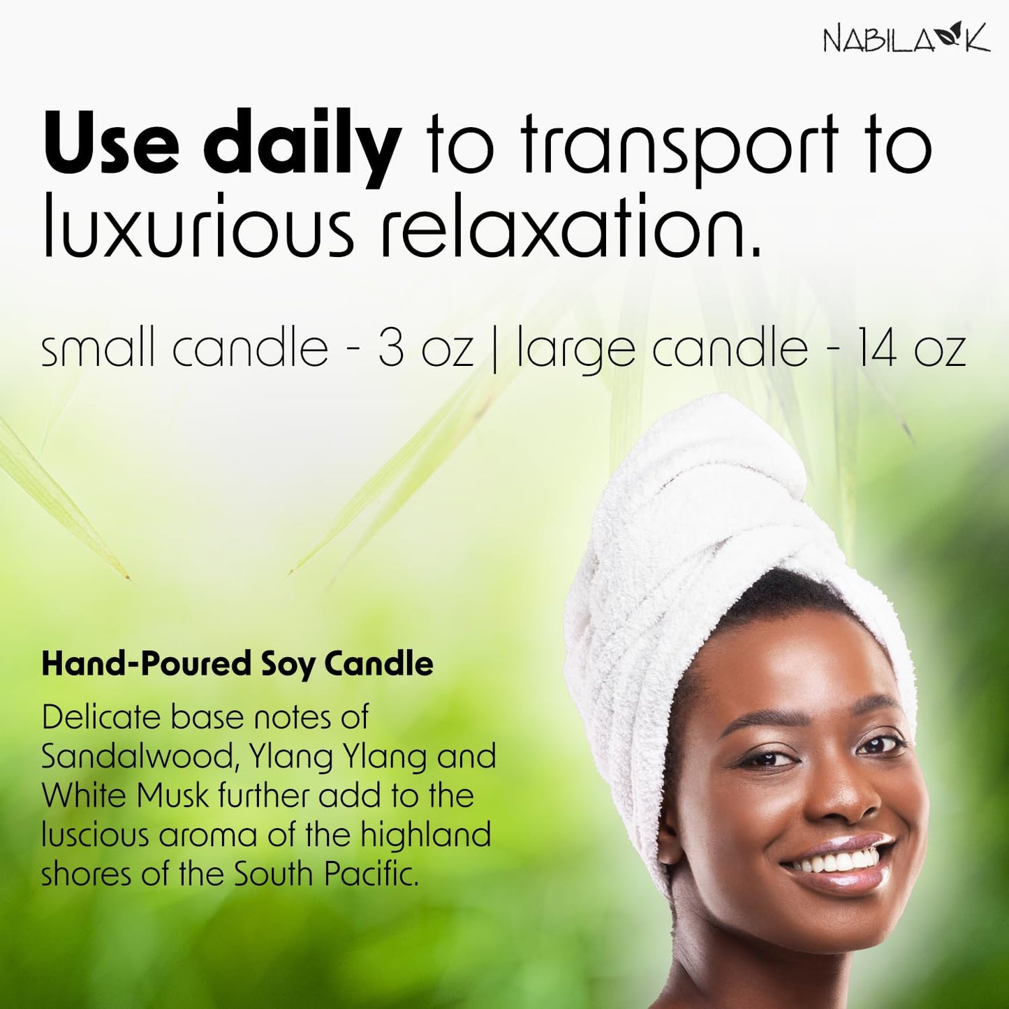 Nabila K - Tahitian Gardenia - Soy-Based Candle - Lemon, Cinnamon, Jasmine, Sweet Muguet & Spicy Coriander - Hand-Poured - Cotton Wick - Aromatherapy Candle w/Essential Oils - Made in USA - 14 oz
