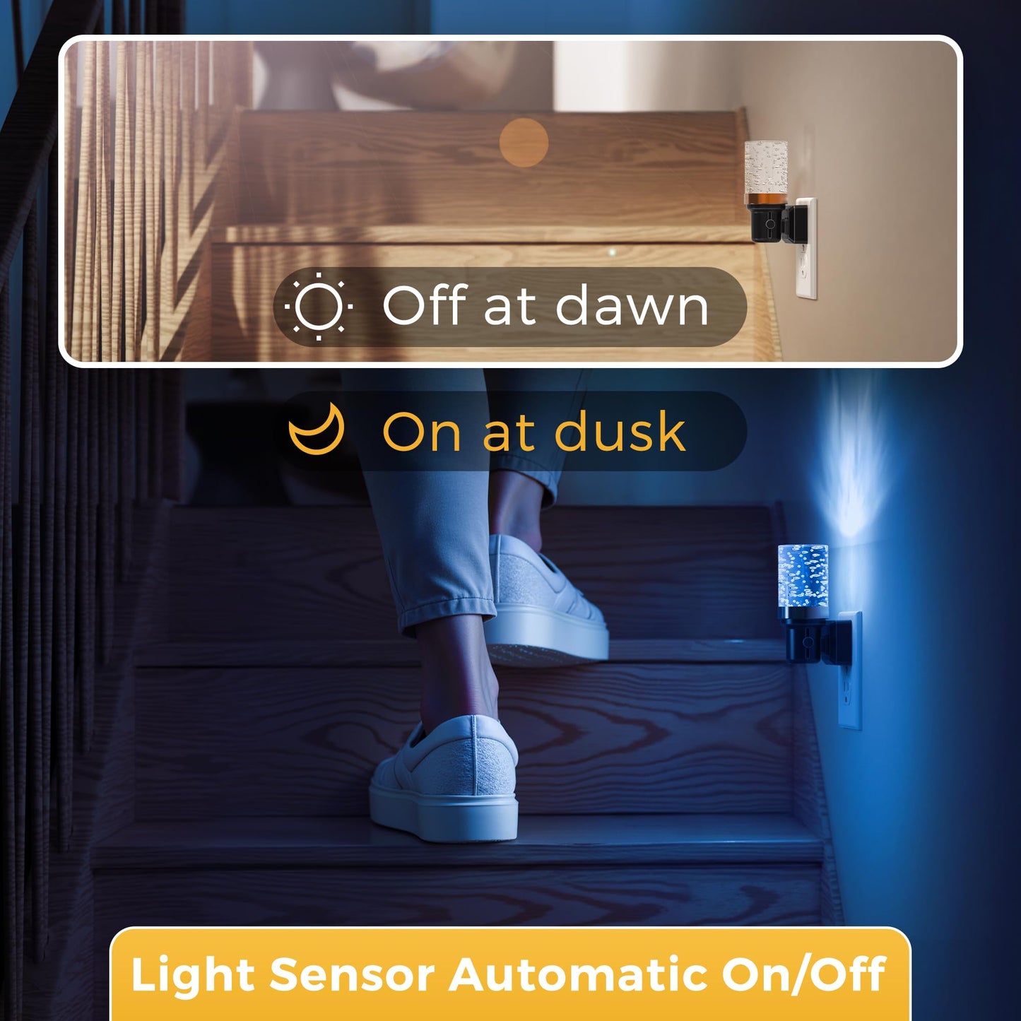 L LOHAS LED Night Light, Dimmable Night Lights Plug into Wall, Color Changing Nightlight RGB with Auto Light Sensor for Halloween, Christmas, Holiday, Hallway Bedroom Kids Room