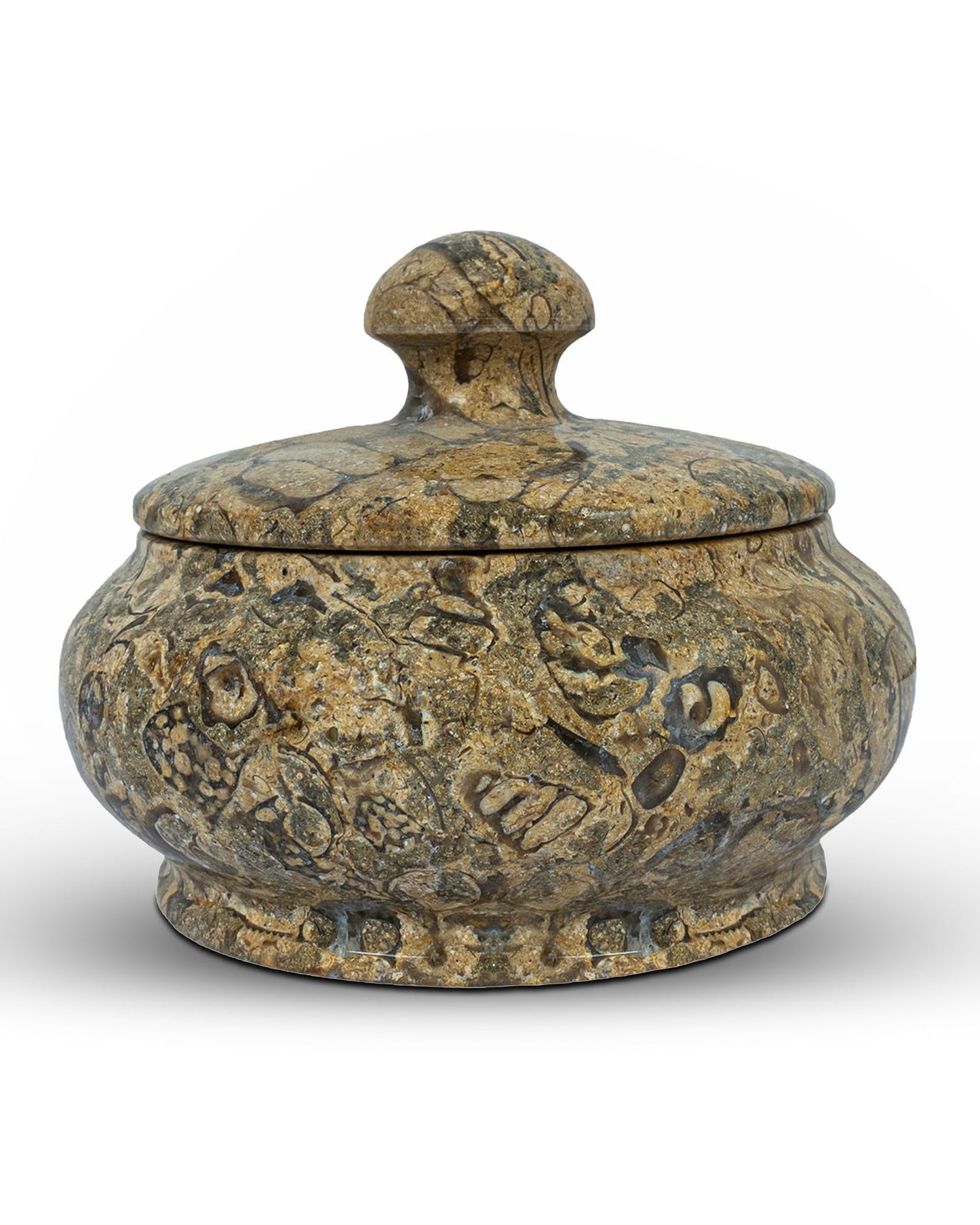 UrbanFocal Natural Decorative Marble Jar with Lid - 3 Inch Polished Marble Salt Cellar & Spice Jar - Small Jewelry Box & Bathroom Vanity Organizer, Coral