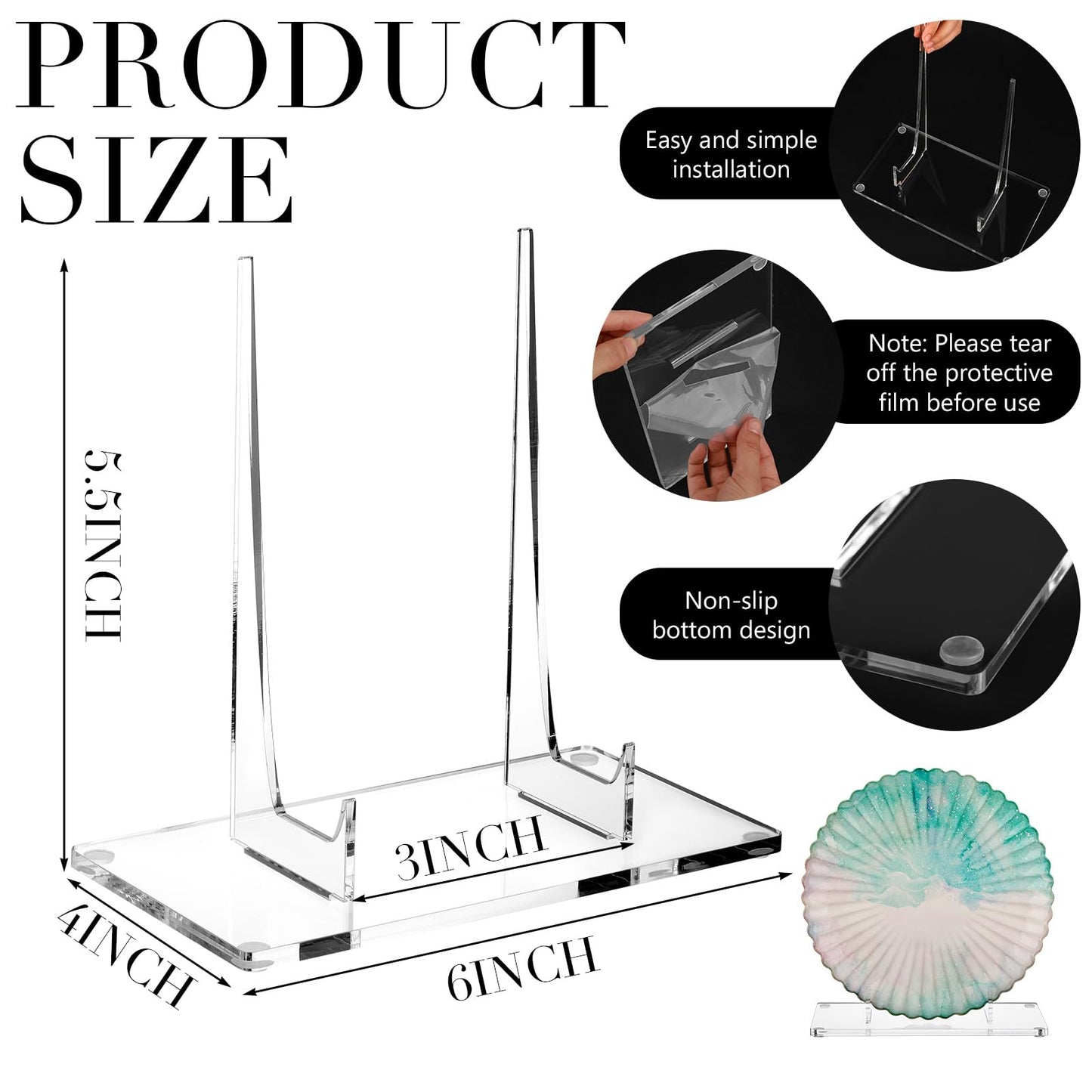 Jetec Acrylic Book Stand Clear Easel Stand for Display Acrylic Plate Postcard Picture Display Holder for Picture Book Decorative Plate Platter Photo(6 x 4 x 5.5 Inch)