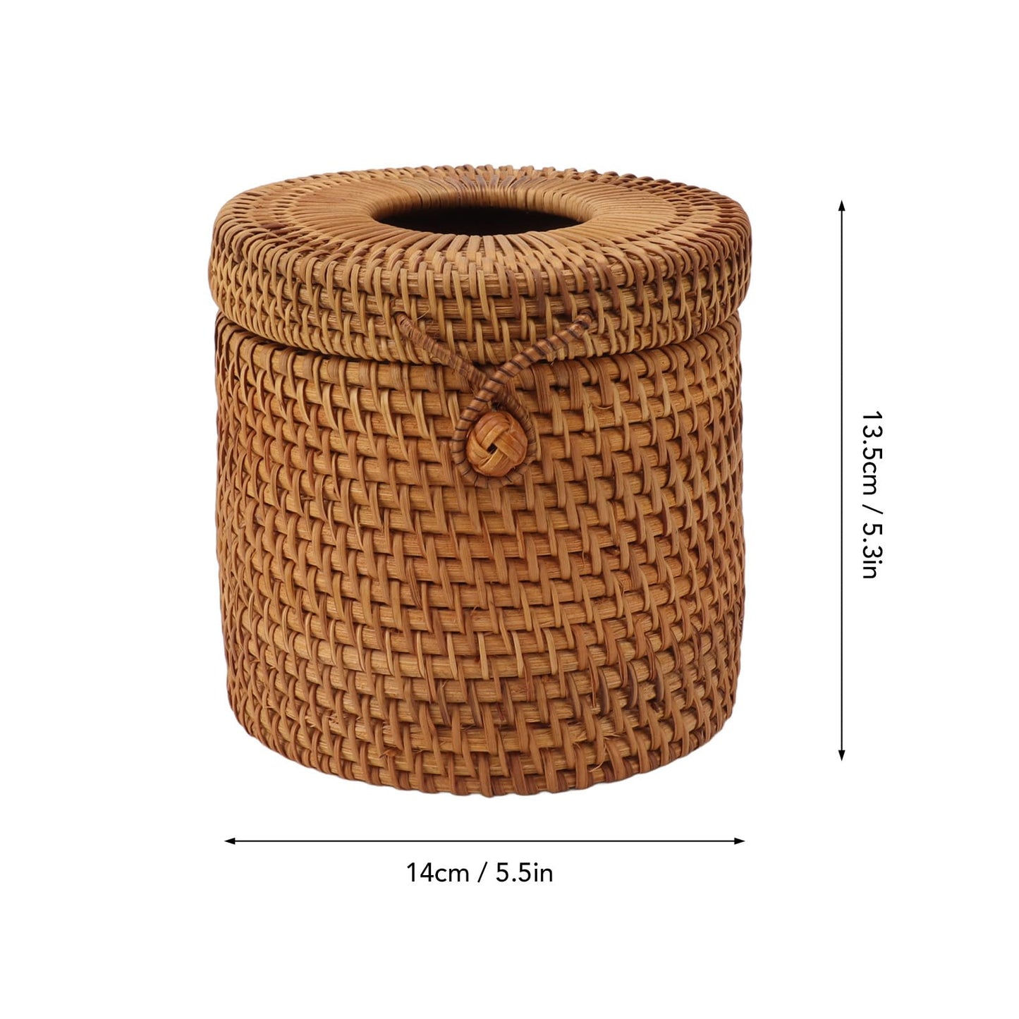 Rattan Tissue Box Cover, Decorative Woven Facial Tissue Holder with Lid Hand Wicker Facial Napkin Holder for Bathroom Toilet Living Room