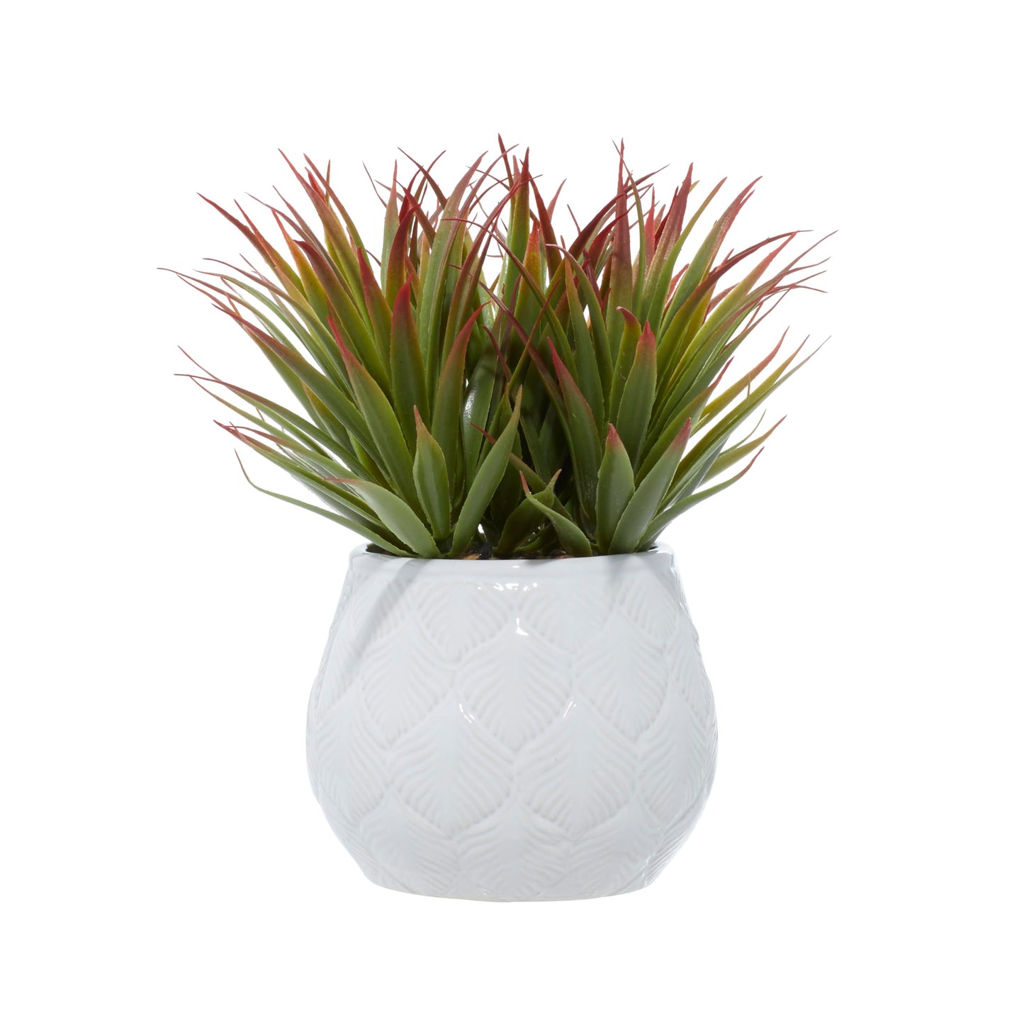 Deco 79 Faux Foliage Striped Stemmed Aloe Artificial Plant with Realistic Leaves and Ceramic Pot, 9" x 9" x 9", Green