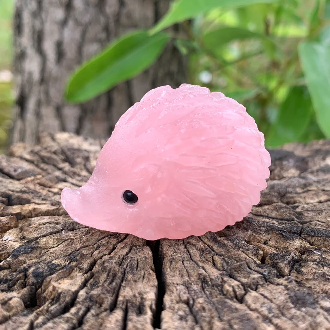 NUZUJX Hand Carved Mixed gemstome Crystal Hedgehog Animal Figurine Carving Decor (Rose Quartz)