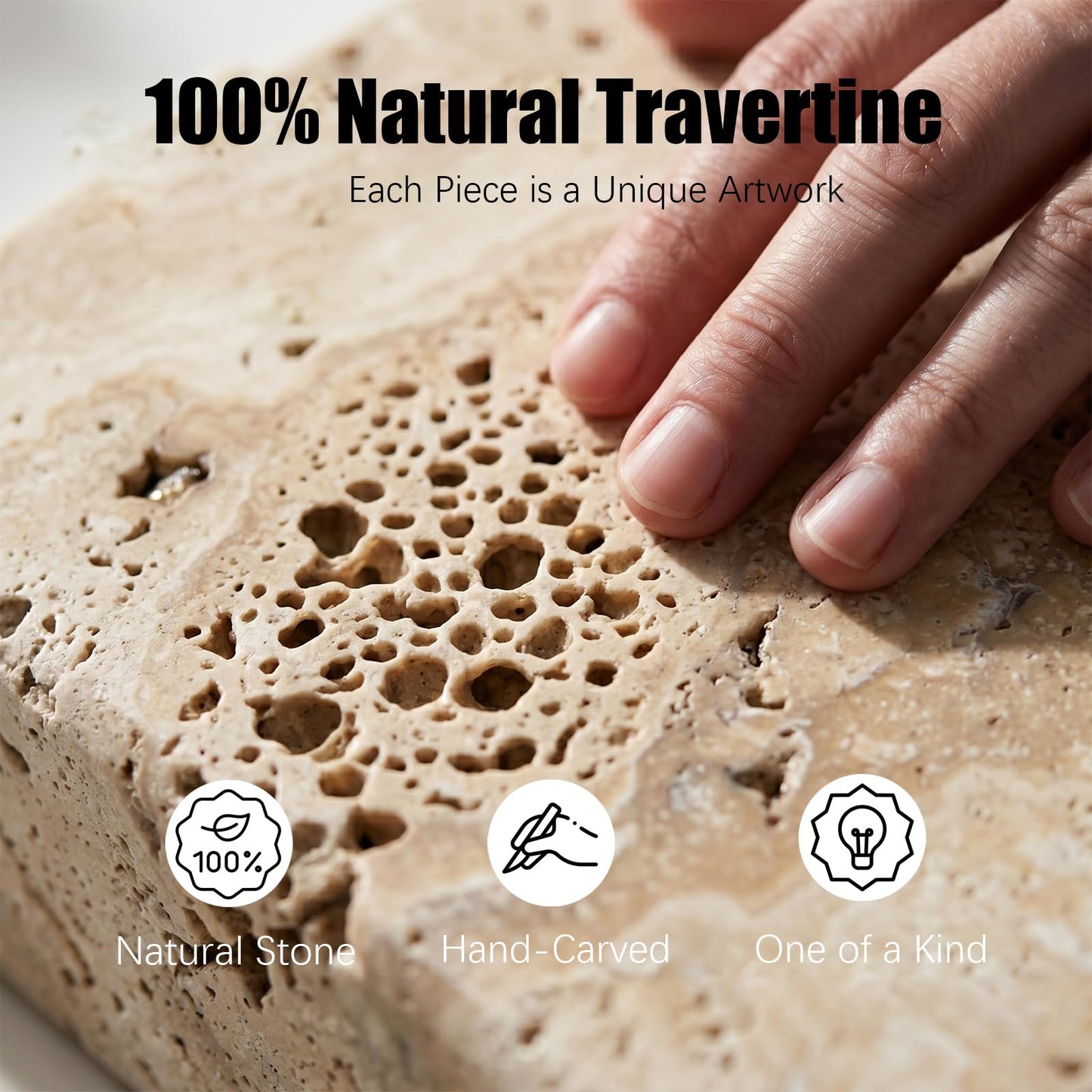 NADSENY Natural Travertine Sponge Holder - Wabi-Sabi Stone Drying Rack for Kitchen Sink & Bathroom, Decorative Candle Tray, Flowers Organizer & Toothbrush Holder - Housewarming Gift, Home Decor