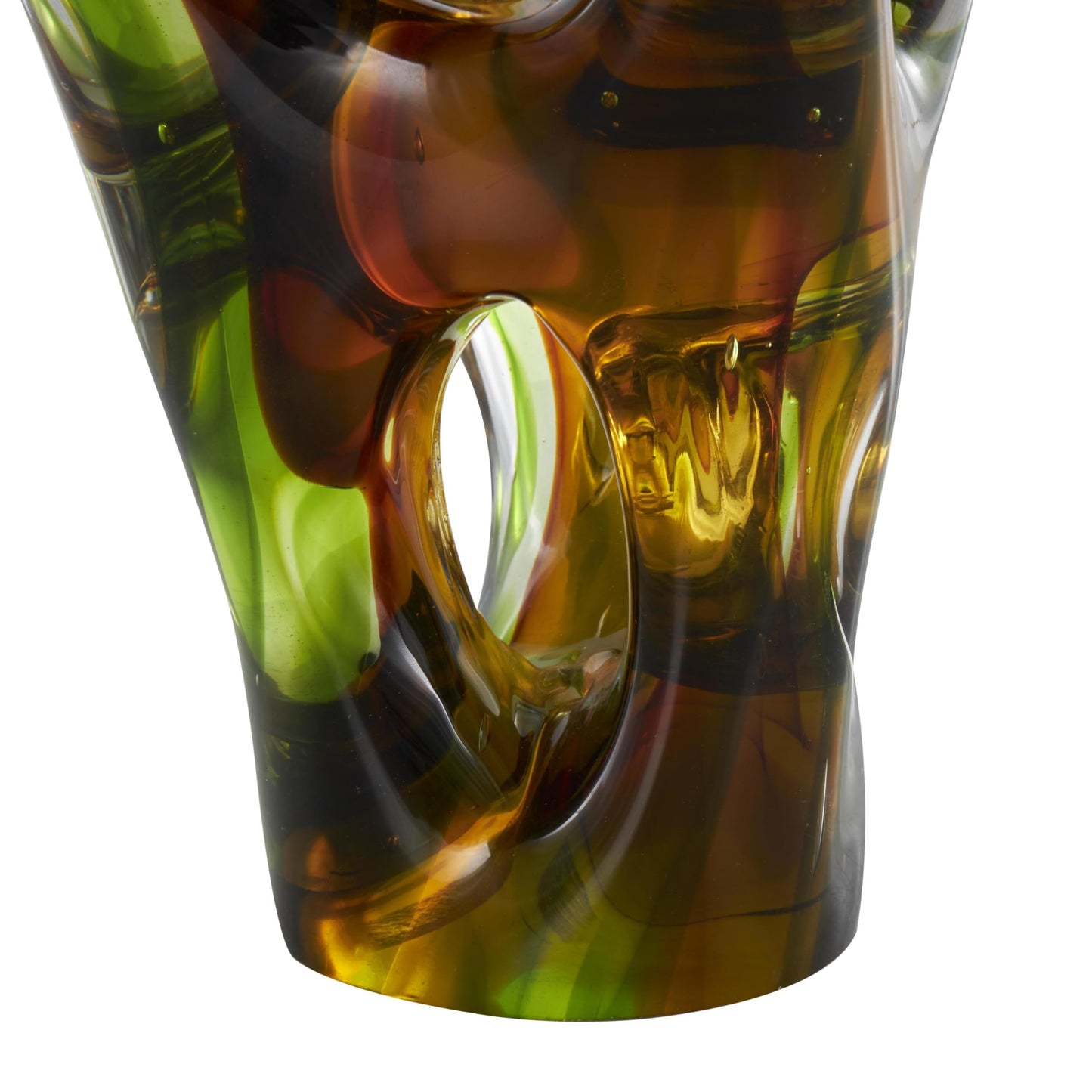 Deco 79 Glass Abstract Decorative Sculpture Ombre Cutout Home Decor Statue with Amber Accents, Accent Figurine 6" x 5" x 16", Green
