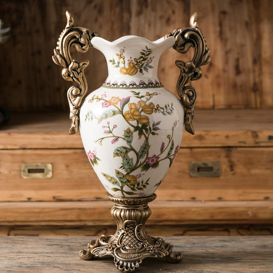 Tall Table Modern Vase,Large Ceramic Flower Vases for Shelf Home Decor,Creative Classic Pink Vase 16.5 inch,Sophisticated Vessel for Decorative Branches and Dried Flower. (Floral Fruity)