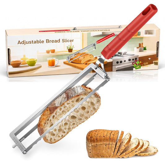 nonoYif Bread Knife for Homemade Bread, Sourdough Bread Knife with Thickness Guide, Upgraded Adjustable Bread Slicer for Sourdough & Baguette, Ideal Gifts for Bakers