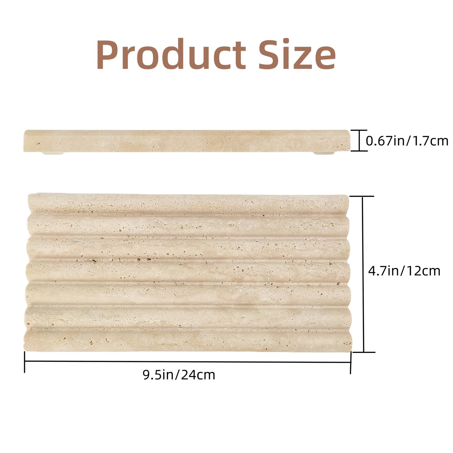 Jusmioke Natural Travertine Marble Tray for Bathroom Countertop Organizer,Vanity Decorative Stone Tray for Candles, Perfume, Jewelry Dish Ring Tray (Beige)