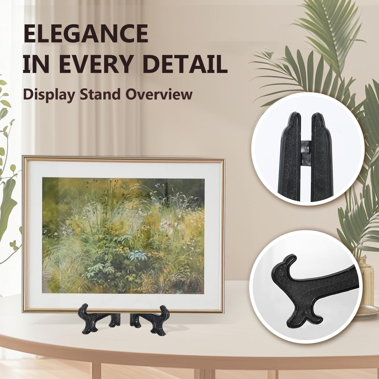 Artliving 10 Inch Black 6pcs/Set Plastic Easels Plate Display Stands Picture Frame Stand Holder