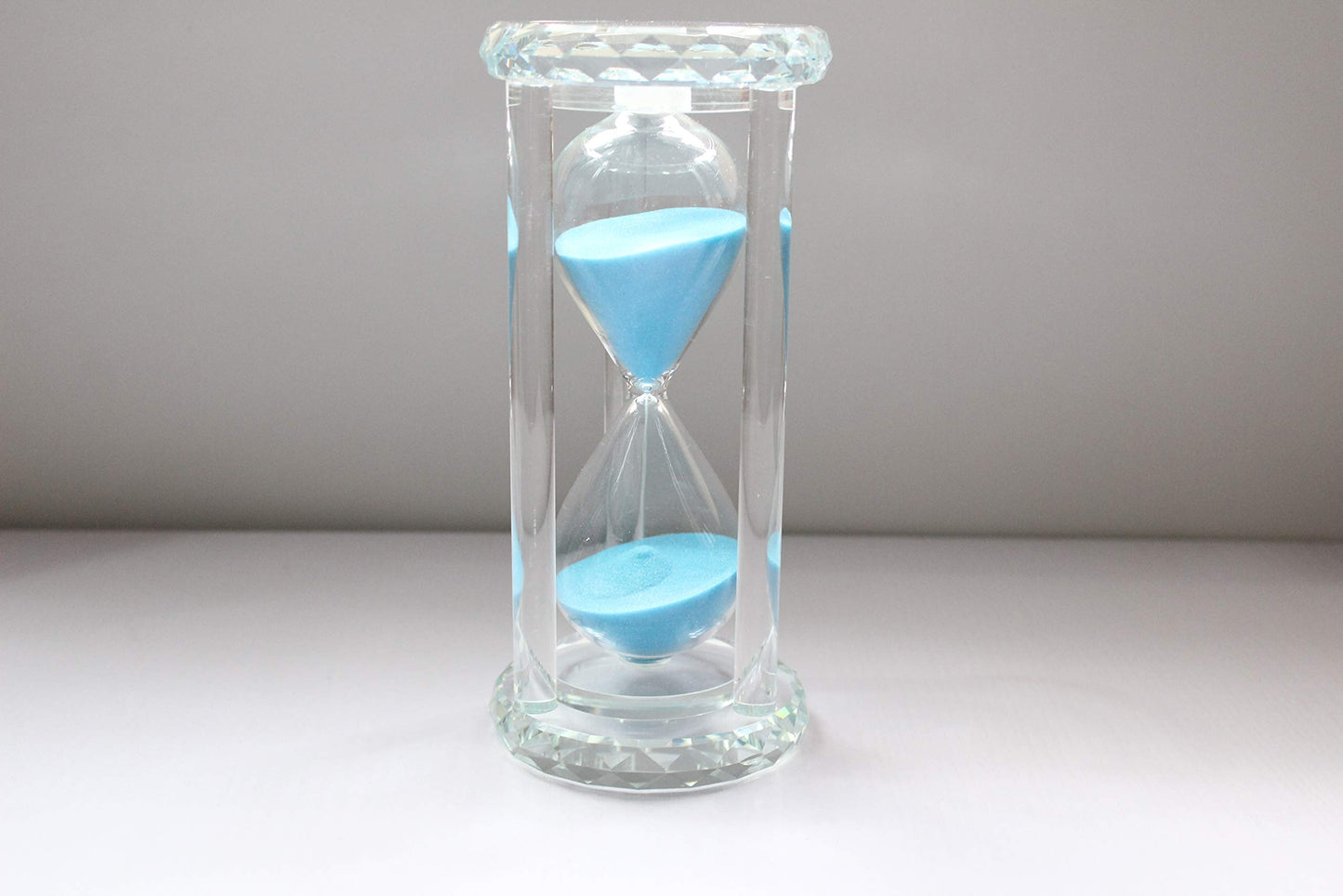 Lonovel 60 Minutes Hourglass Timer,Crystal Sand Timer Diamond Carving Surface,Good for Kitchen Office Desk Coffee Table Book Shelf Cabinet Decor Christmas Birthday Present Gift Box Package,(Blue)